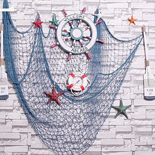 Nautical Decorative Fish Net Pack Modern style Home Decoration Nautical Fishing Net for Home Party Wedding Photography Props Festival Decoration 200 ×100cm (blue)