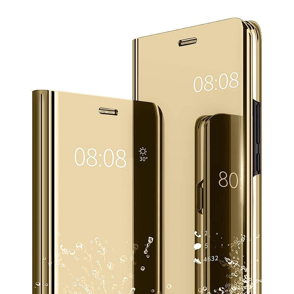iPhone 11 Pro Max Case, Ankoe Luxury Translucent View Mirror Flip Electroplate Plating Stand Shockproof 360 Full Body Protective Hard PC Cover for Apple iPhone 11 Pro Max Cases (2019) (Gold)