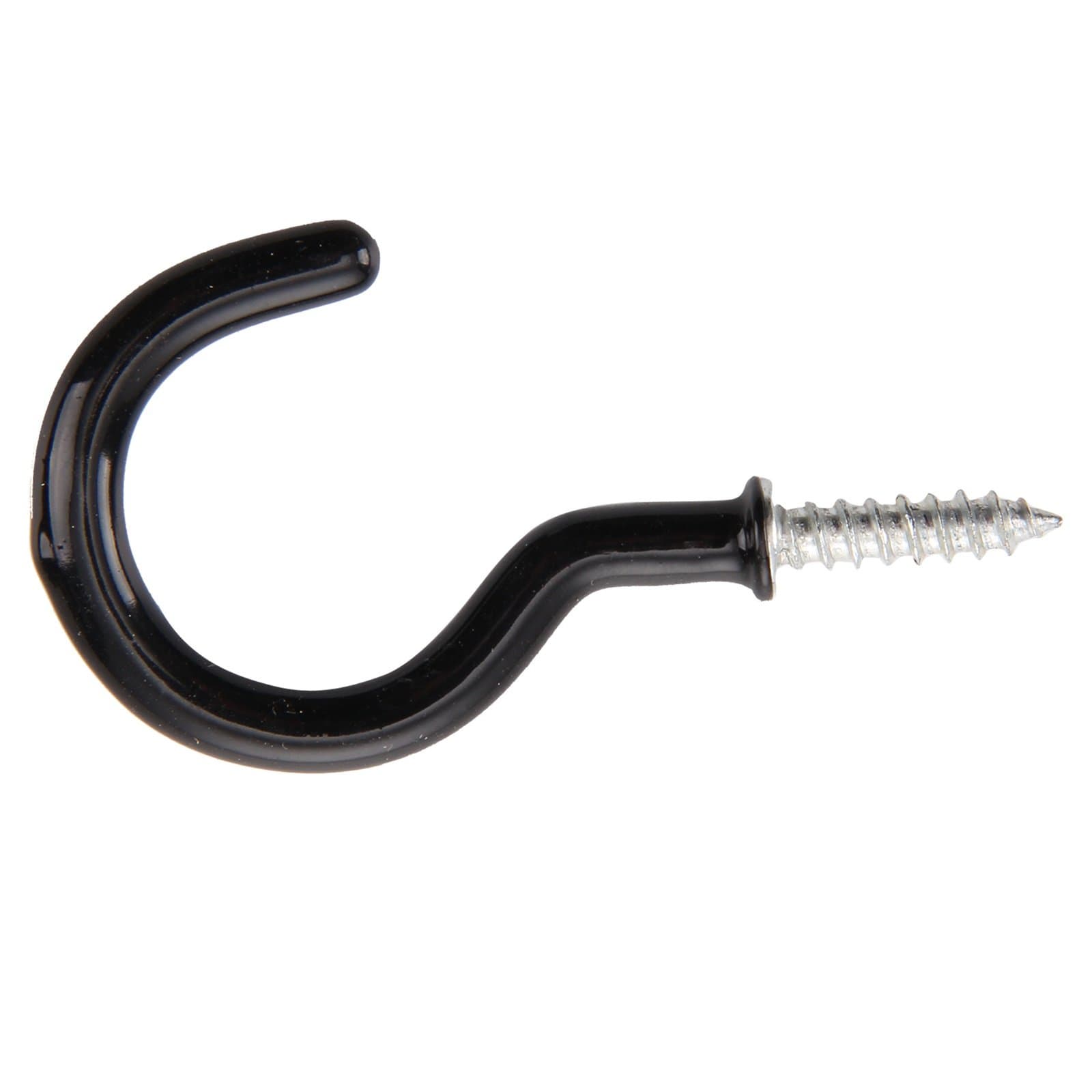 Xpork 20Pcs Screw Hooks Plastic Coated Cup Hooks for Indoor and Outdoor Ceiling Hook Pack Shouldered Mug Hooks Strong Metal Screw in Hooks(Black)