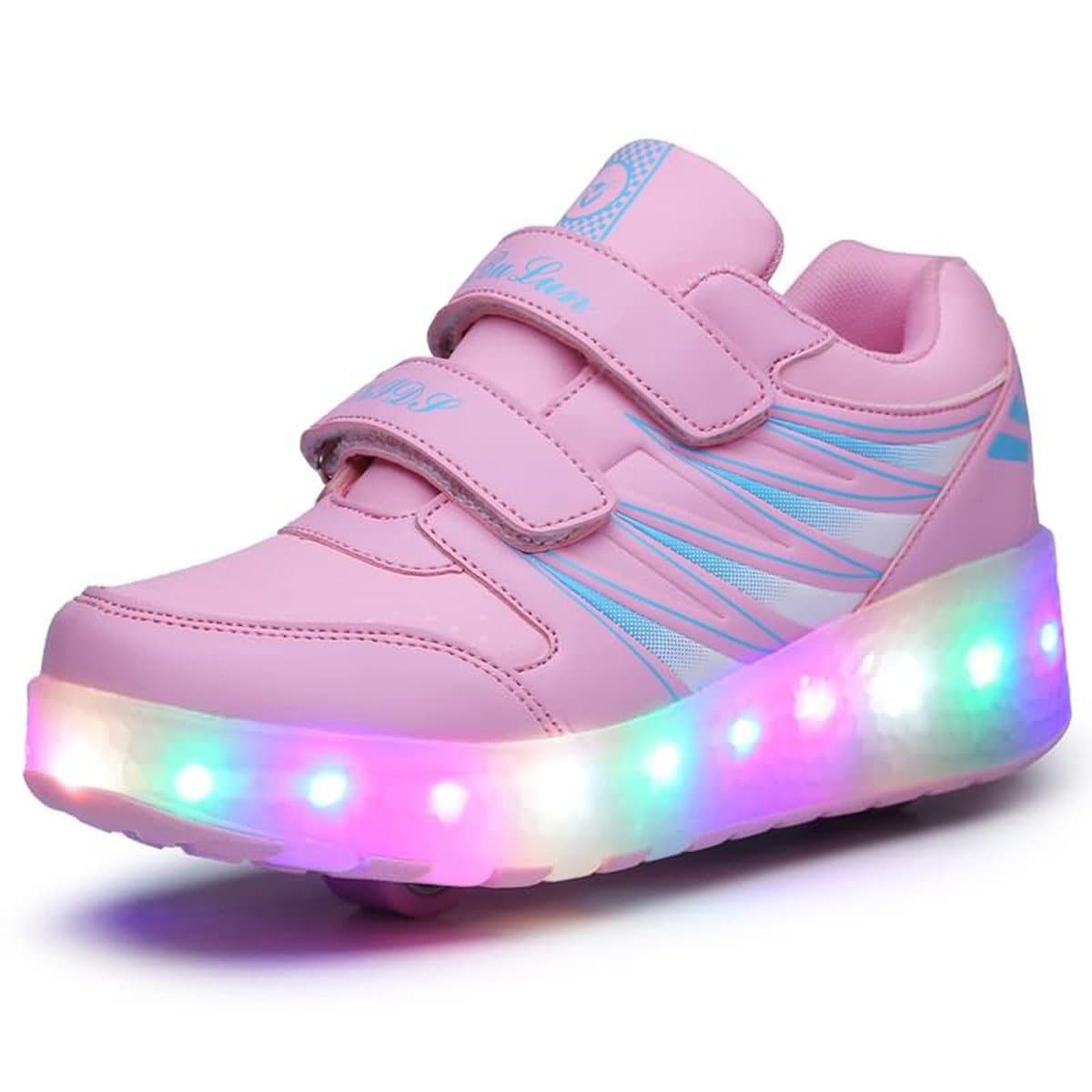 VMATE PU Boy Girl LED Light Up Roller Double Single Wheel Skate Sneaker Sport Shoes Dance Boot