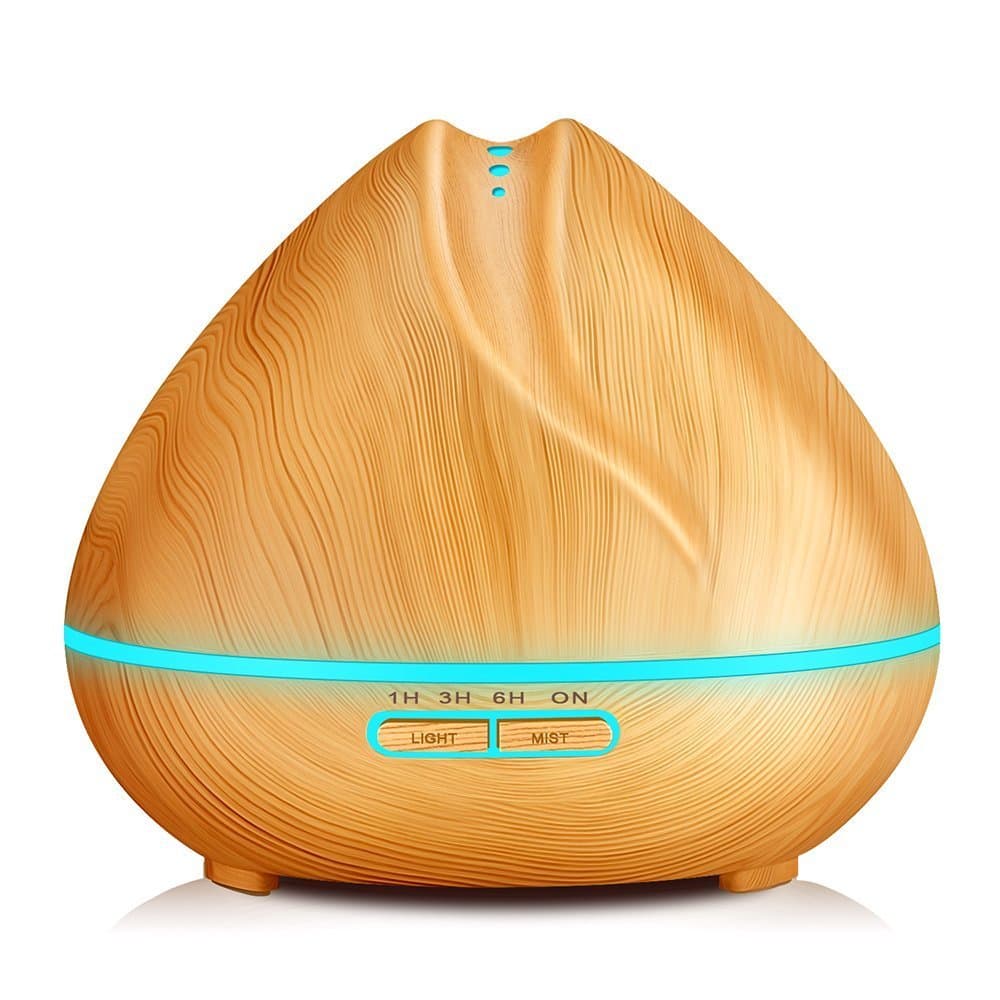 Large Capacity Essential Oil Diffuser 500ml Ultrasonic Cool Mist Wood Grain Aromatherapy Oil Diffuser Humidifier Whisper Quiet Air Purifier Led Changing Lights for Home Office Yoga Single Room