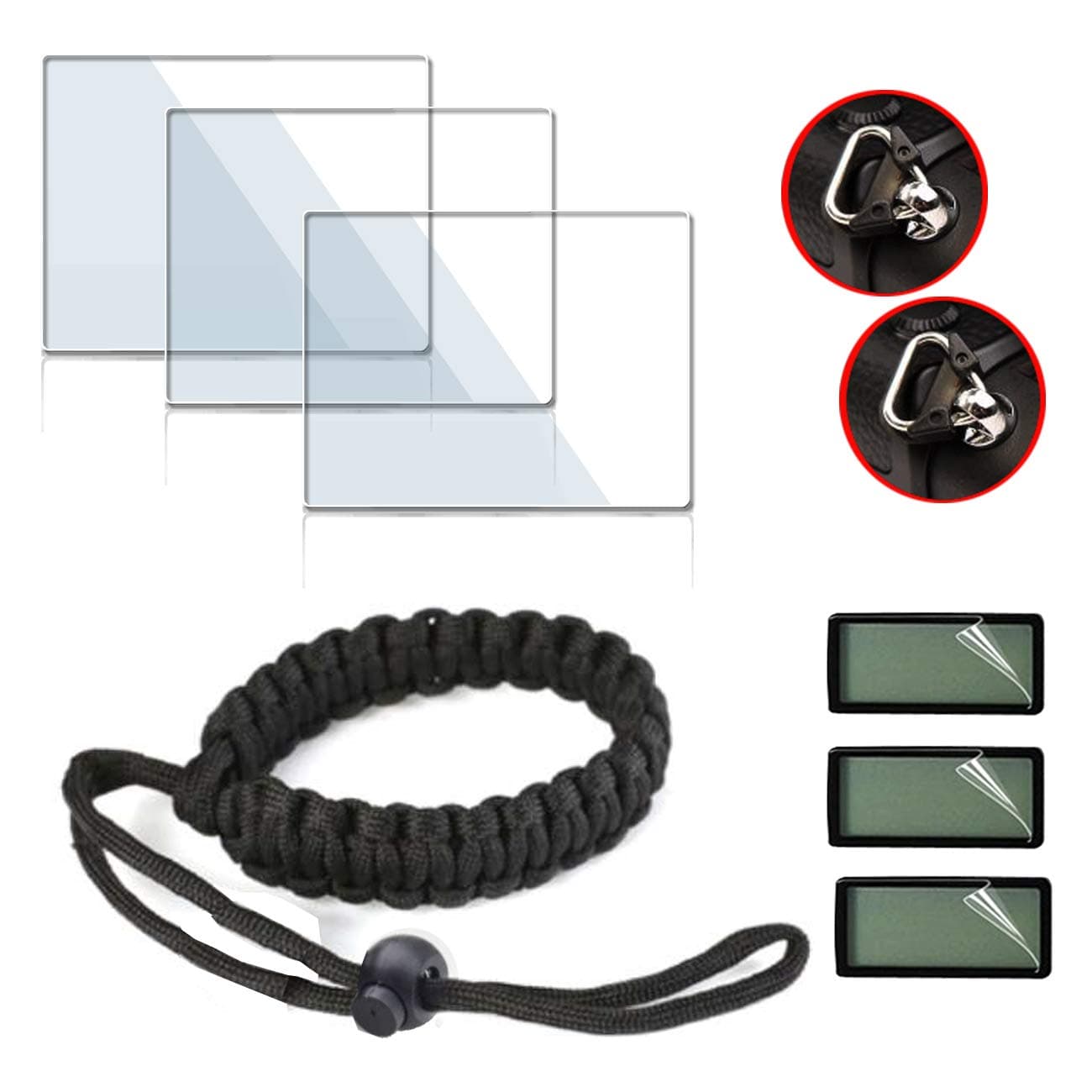 debous Screen Protector Compatible Canon eos 6D Mark ii Digital SLR Camera,Anti-Finger Tempered Glass Hard Protective Shield Film Cover Adjustable Wrist Strap Shoulder Strap Adapter Include