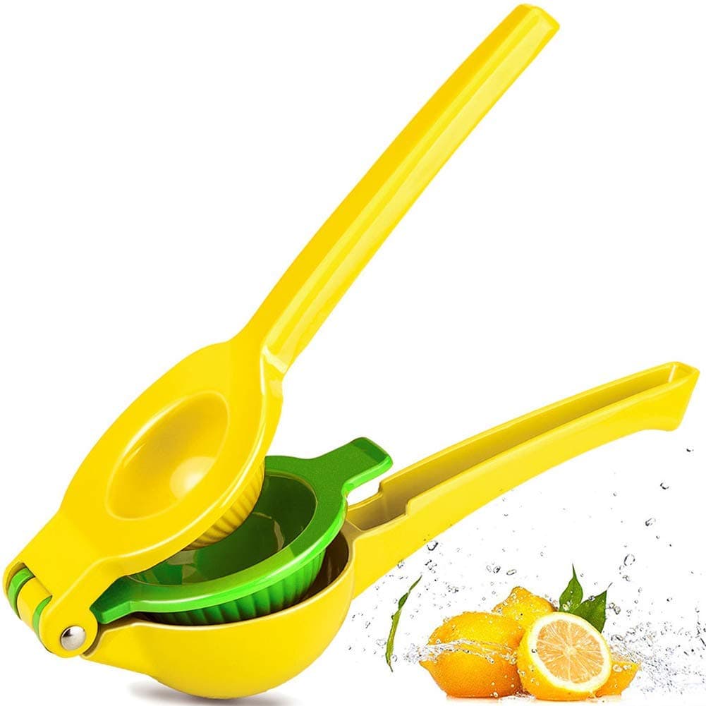 Chefbar Lemon Lime Squeezer, Only Seconds for Juice, Premium Quality Metal Manual Citrus Press Juicer Works for Limes and Oranges No Pulp or Seeds 2 in 1 Lemon Juicer, Passed FDA Approval(Yellow)
