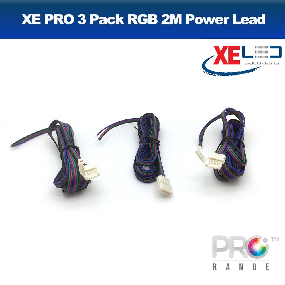 XE LED Solutions™ 3PK - RGB 4 Pin LED Strip PCB Snap Connector with 2 Meter leads