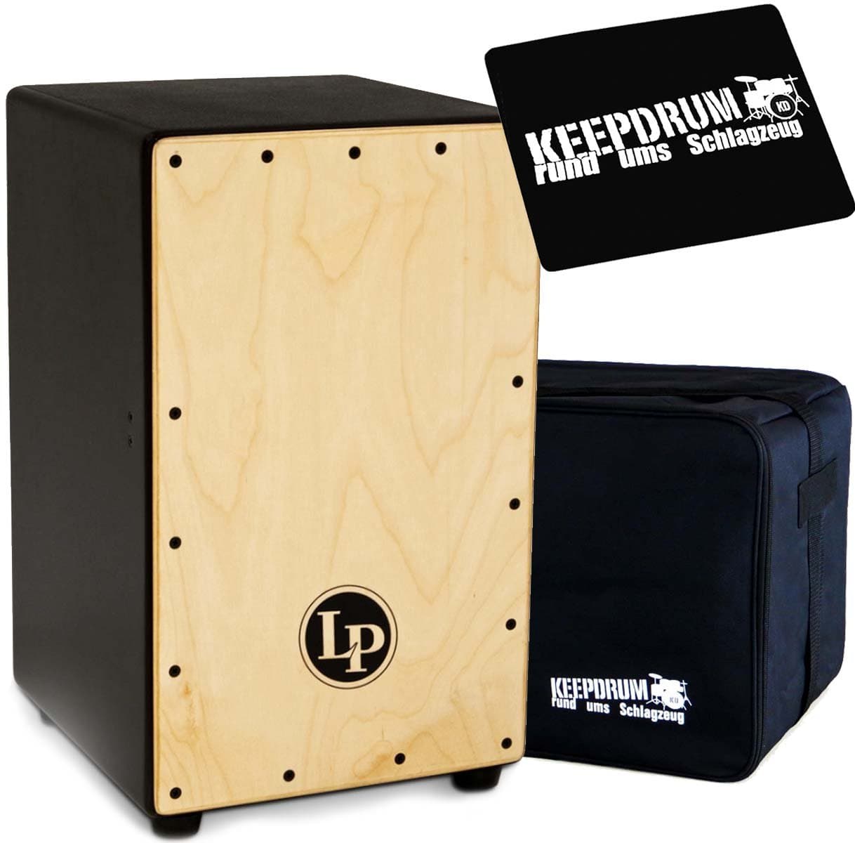 LP Latin Percussion LP1426 Adjustable Cajon + Keepdrum Gig Bag + Pad CP-01