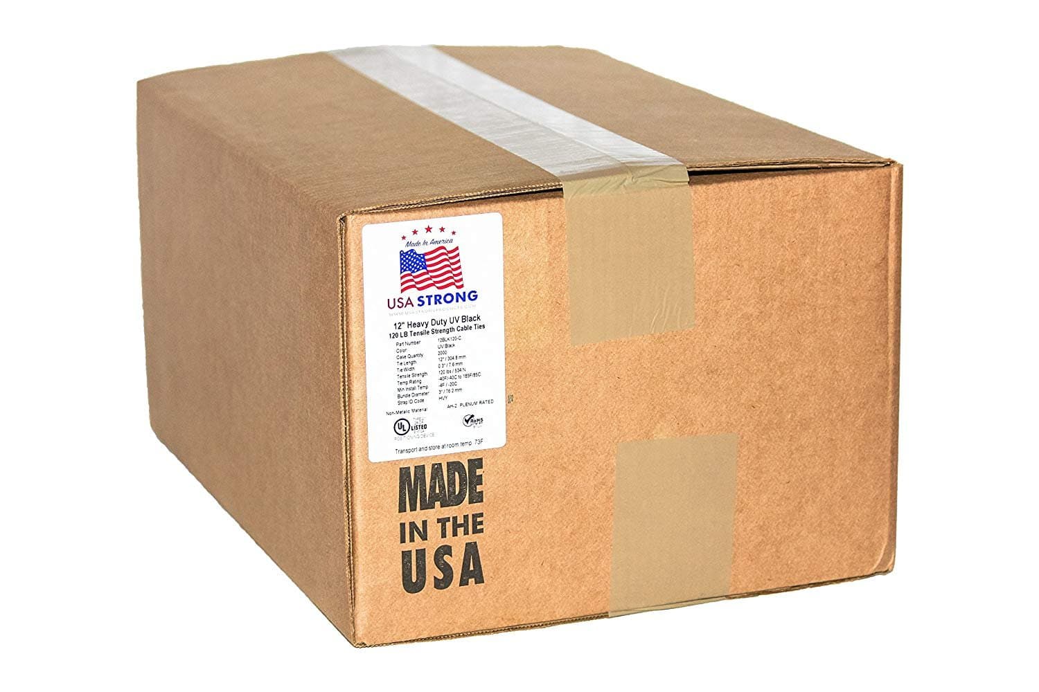 Heavy Duty Cable Zip Ties. Durable strong nylon tie wraps, 120 LB Tensile Strength (12 Inch 2,000 Case, UV Black)