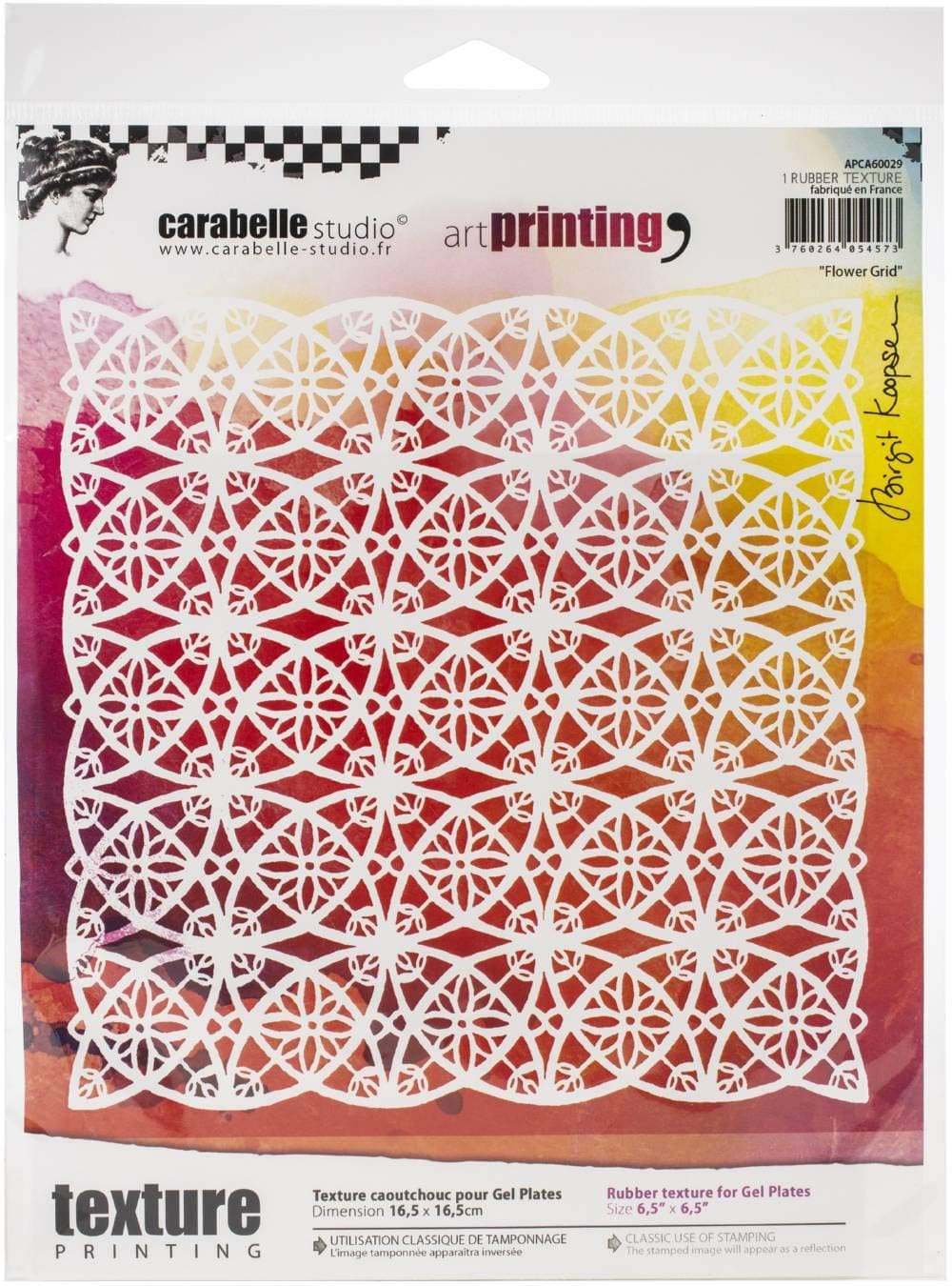 Carabelle Studio Art Printing Square Rubber Texture Plate-Flower Grid