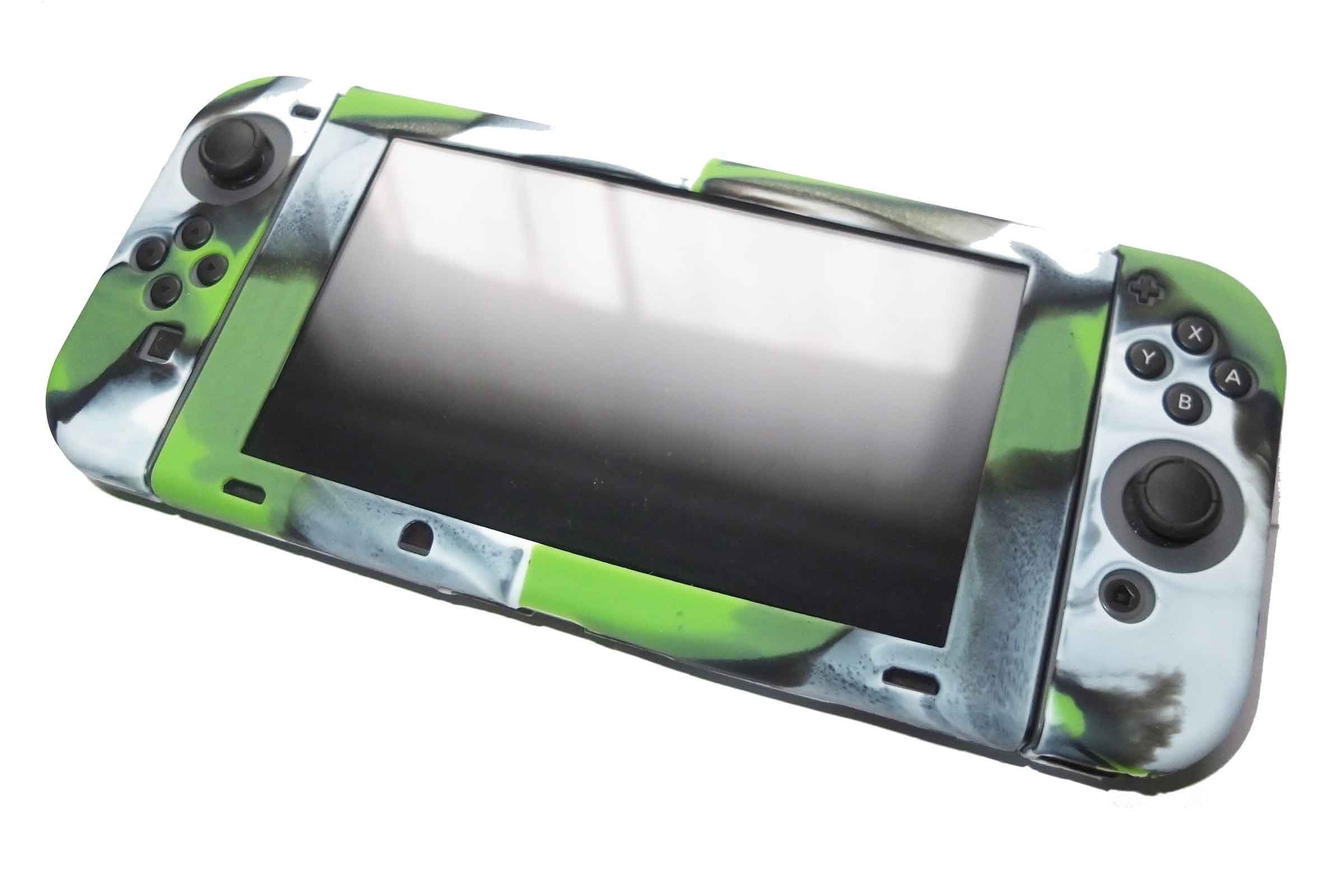 Gamers Gear Nintendo Switch Console & Joy Con Controller Camo Green Silicone Protective Cover Set