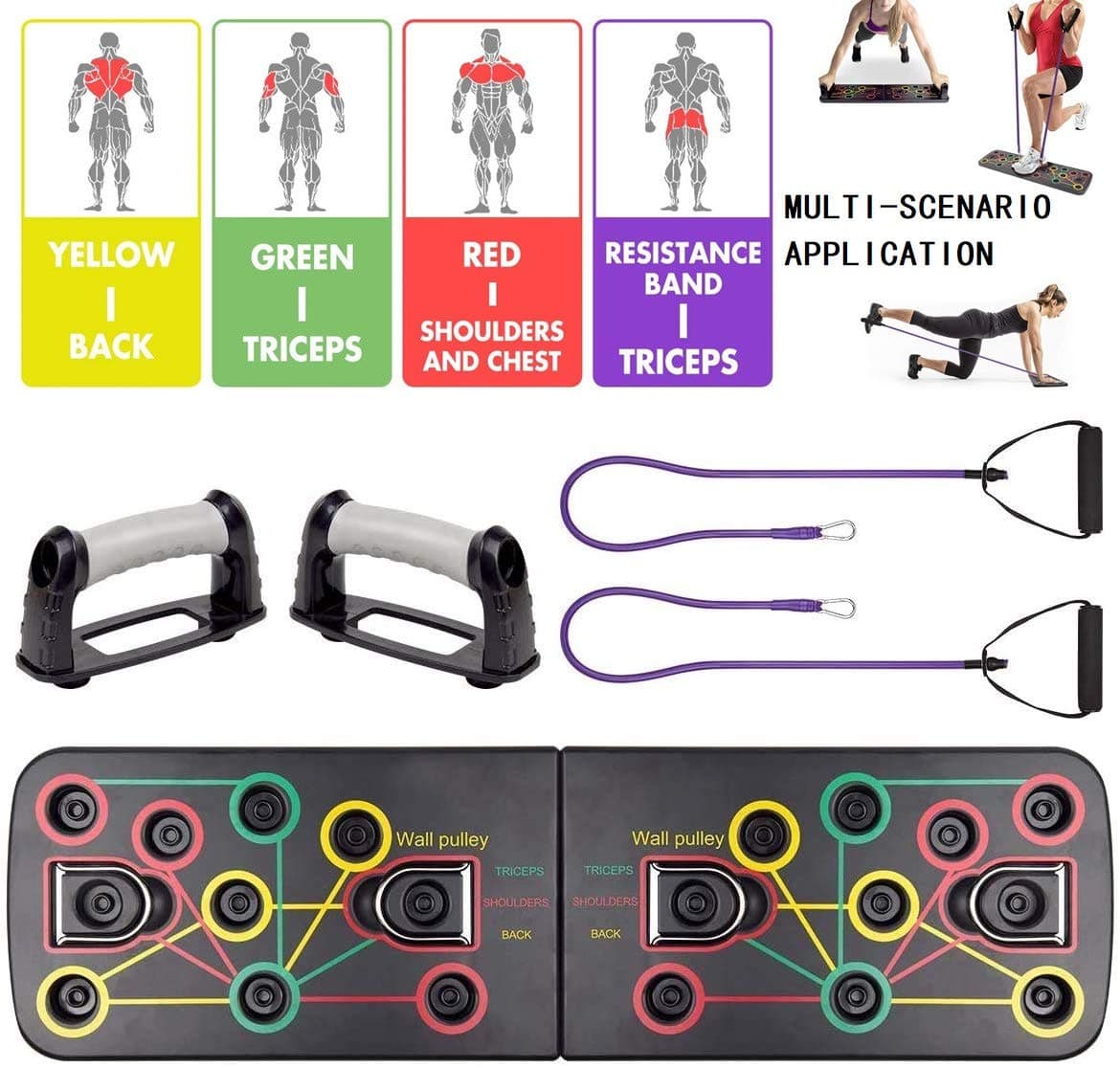 BLMYXPH Push Up Board System, 13 in 1 Push Up Board with Resistance Band, Multi-Function Portable Bracket Board Push Up Training Systemt