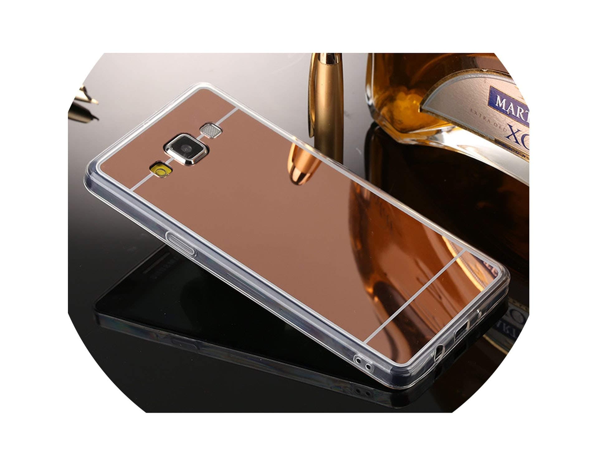 Mirror Protector Cover Case for Samsung S6 S7 Edge A7 J3 J5 J7 2016 Grand Prime G530 Note 3 4 5 S9 Electroplating,Rose Gold,for Samsung S6