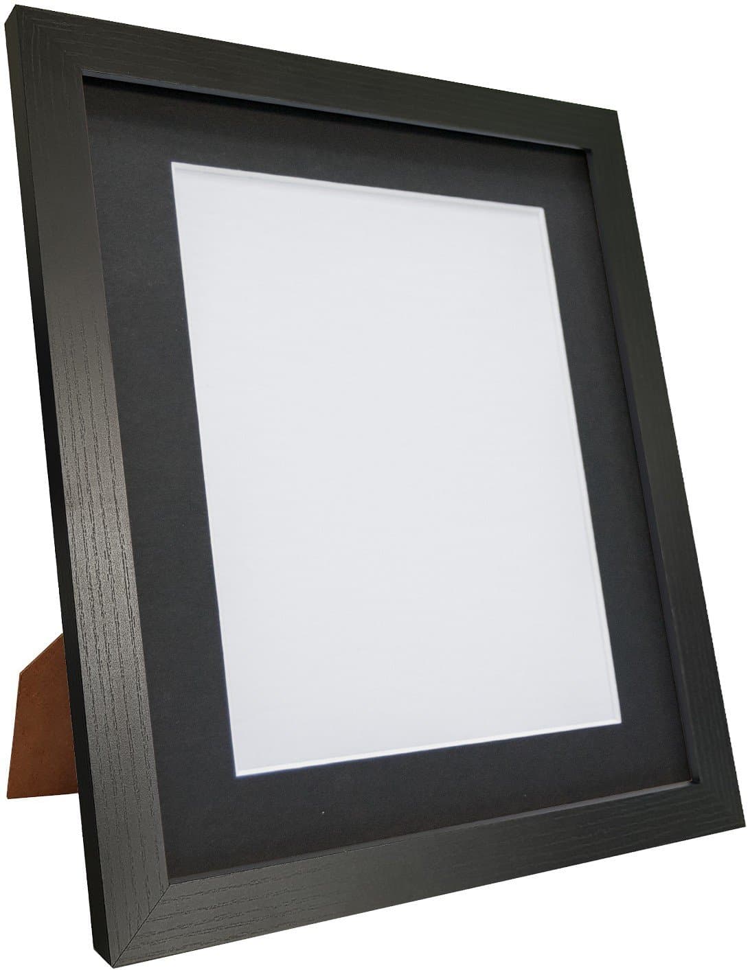 FRAMES BY POST H7 Picture Photo Frame, Black Ash with Black Mount, 14 x 11 Inch Image Size A4