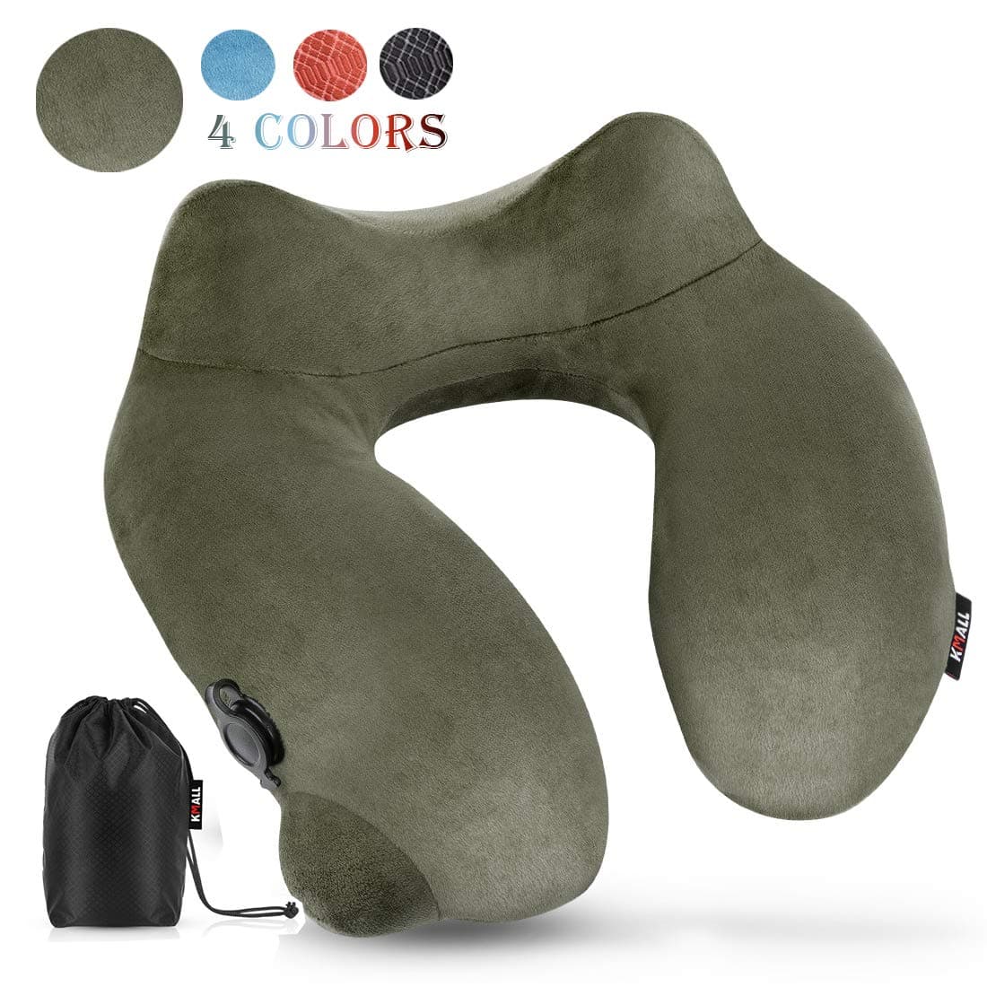 Plane,Car,Train,Bus, Airplane,Home,Office-Grey Sleeping with Machine Washable Travel Pillow Case - Army Green