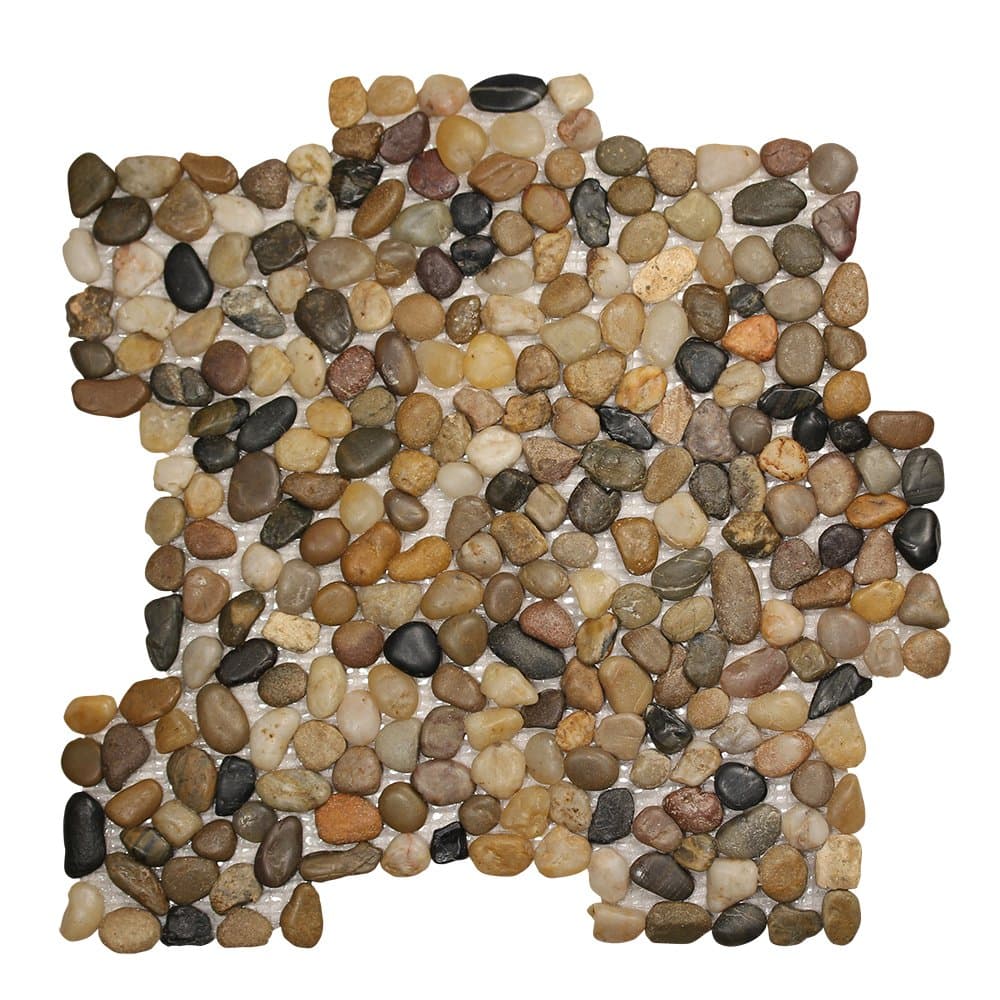 Pebble Stone Small Round Mixed Tile - Natural Mosaic in Multicolor Stones - Floor, Walls, Backsplashes (4 x 6 Inch Sample)
