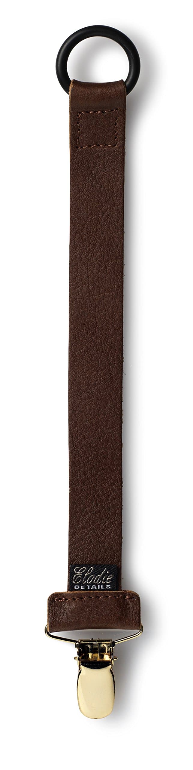 Elodie Details Leather Dummy Pacifier Clip (Brown)