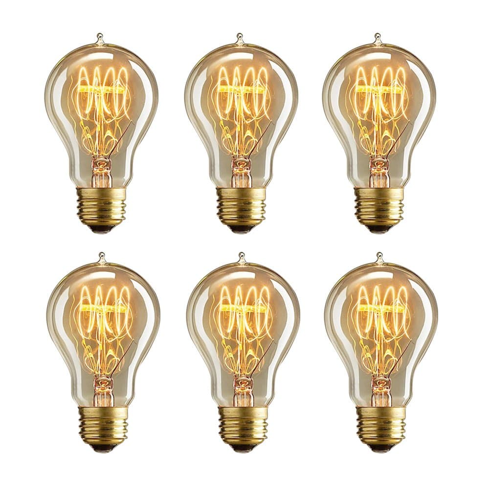 MADKING Edison Bulb, 25W A19 Filament Bulb with Medium Base (E26) Nostalgia Edison Style, Antique Light Bulbs (6 Pack)