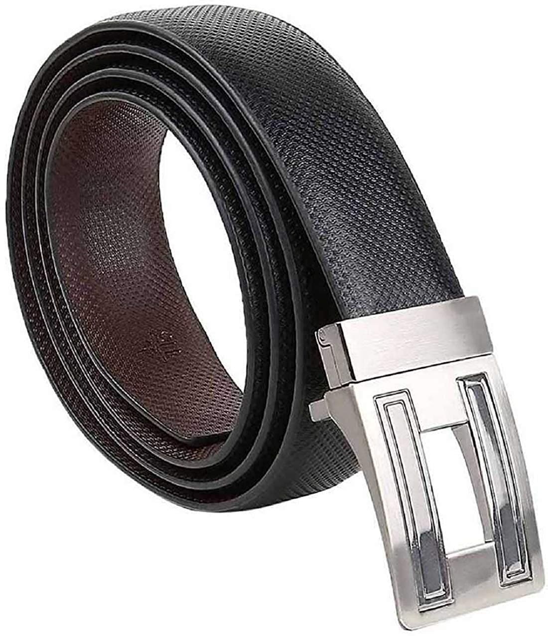 Men's Leather Reversible Belt (Black, Free Size)