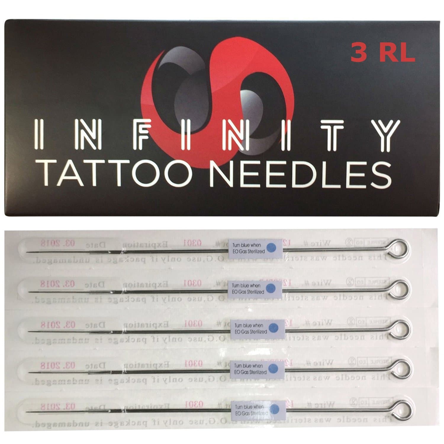 Infinity Tattoo Needles - 50 Pcs - 3RL - Disposable & Sterilized - 3 Round Liner