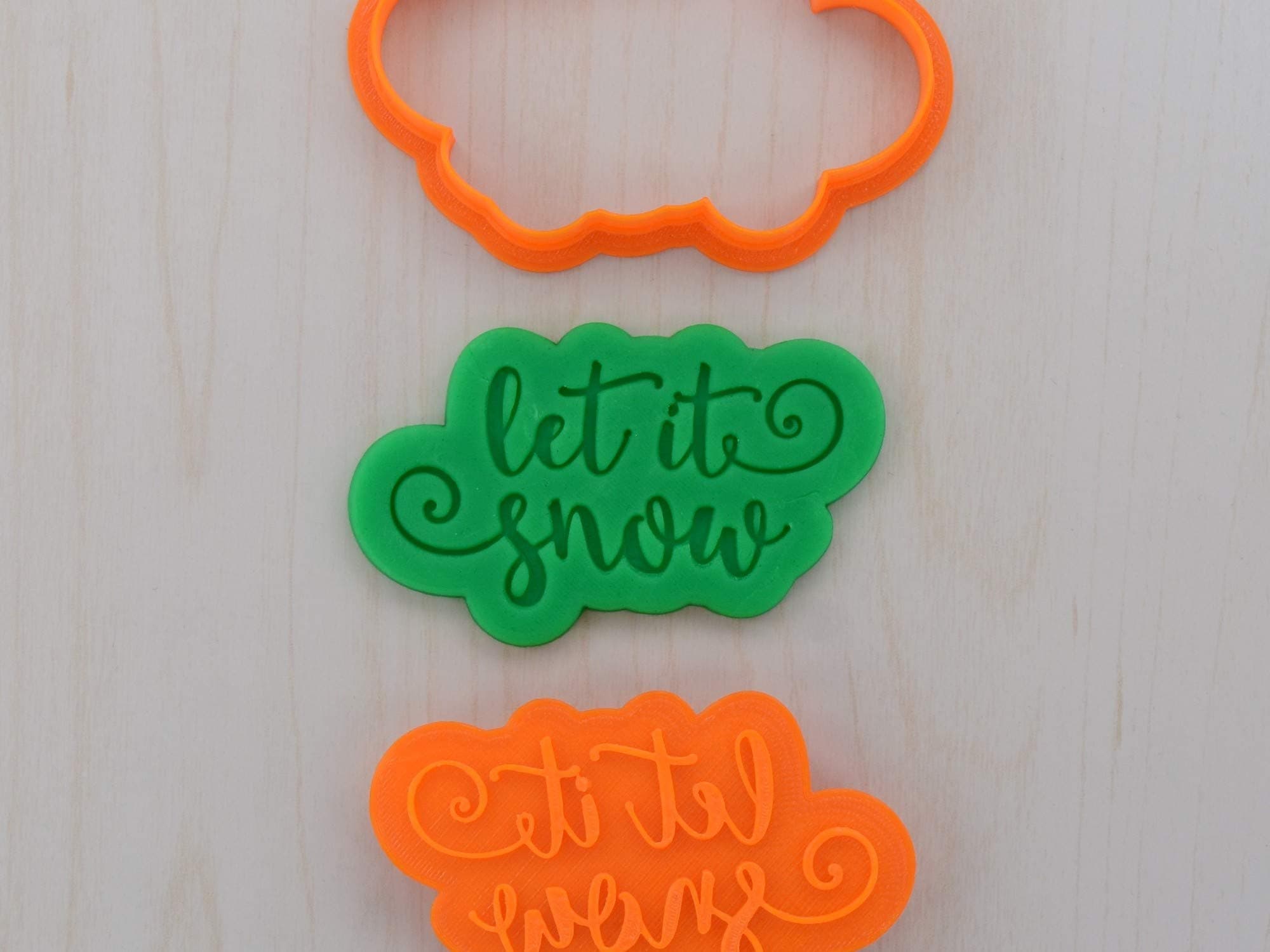 Let It Snow Cookie Cutter and Stamp Set (2.1 x 1.3 inches)