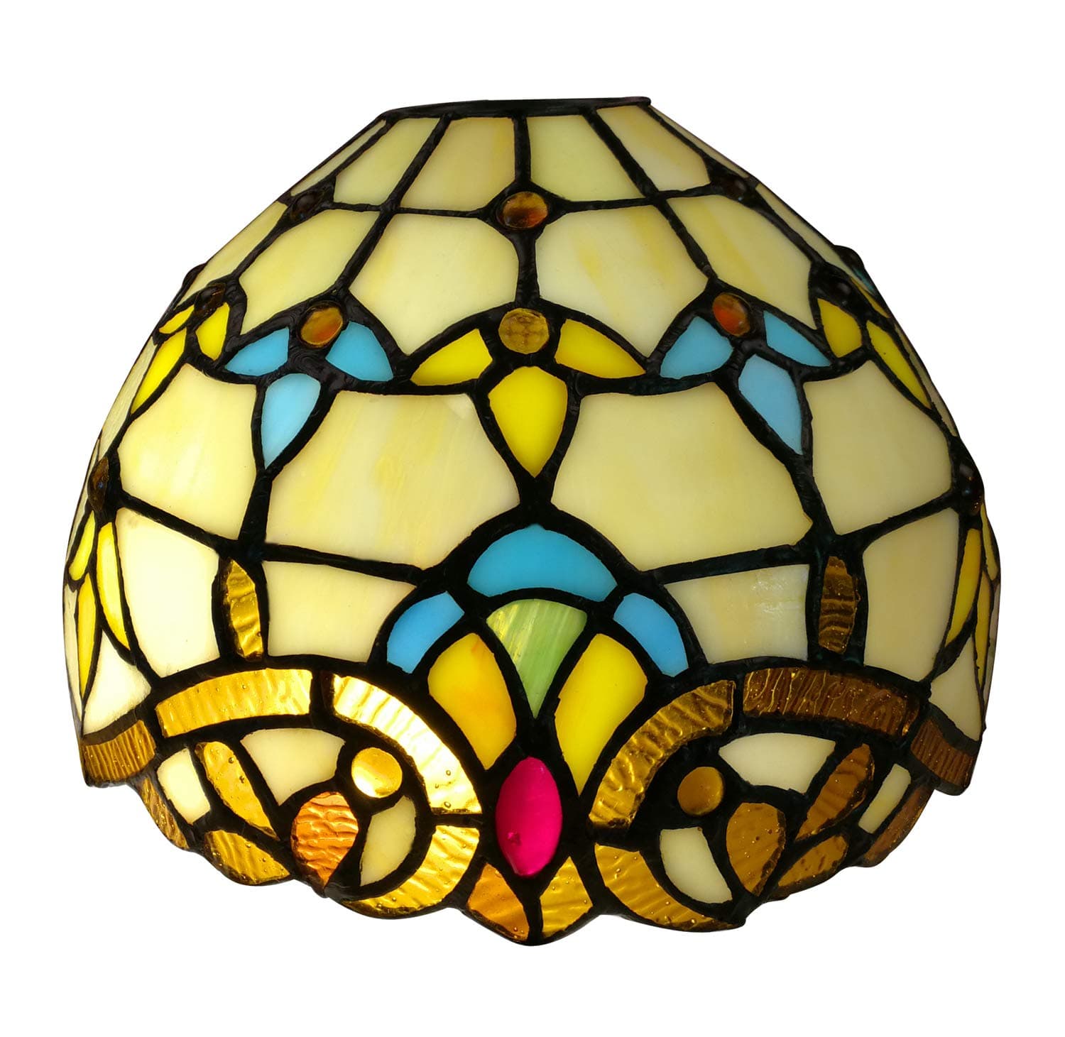 NoBeiYi Tiffany Style E-NTA003-E Baroque Lamp Shade Replacements for Wall Lamp and Chandelier, 8-Inches Diameter, White, Exclude accessories, Pack of 1