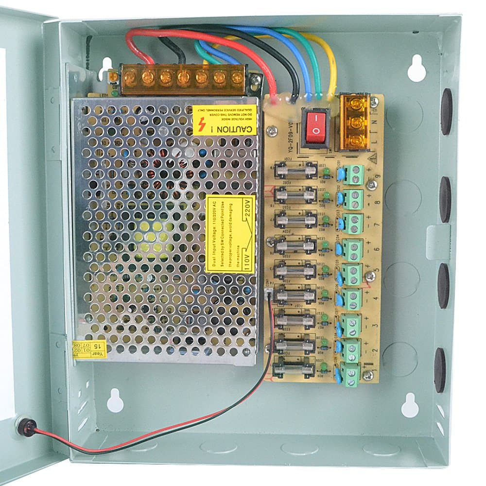 ebuybox 9 Port 12V DC Camera Power Supply Distribution Box 10 Amp CCTV Security Camera