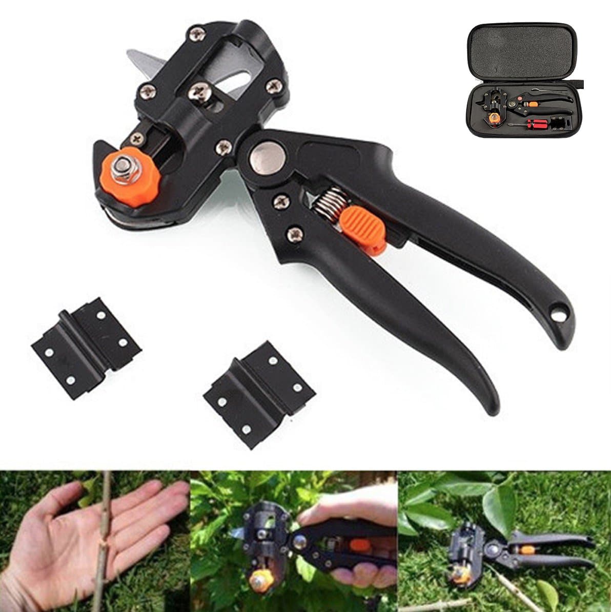 5 in 1 Multifunctional Grafting Machine 2 Blades Tree Grafting Tools Secateurs Scissors Vaccination Knife Cutting Pruner with Carrying Case