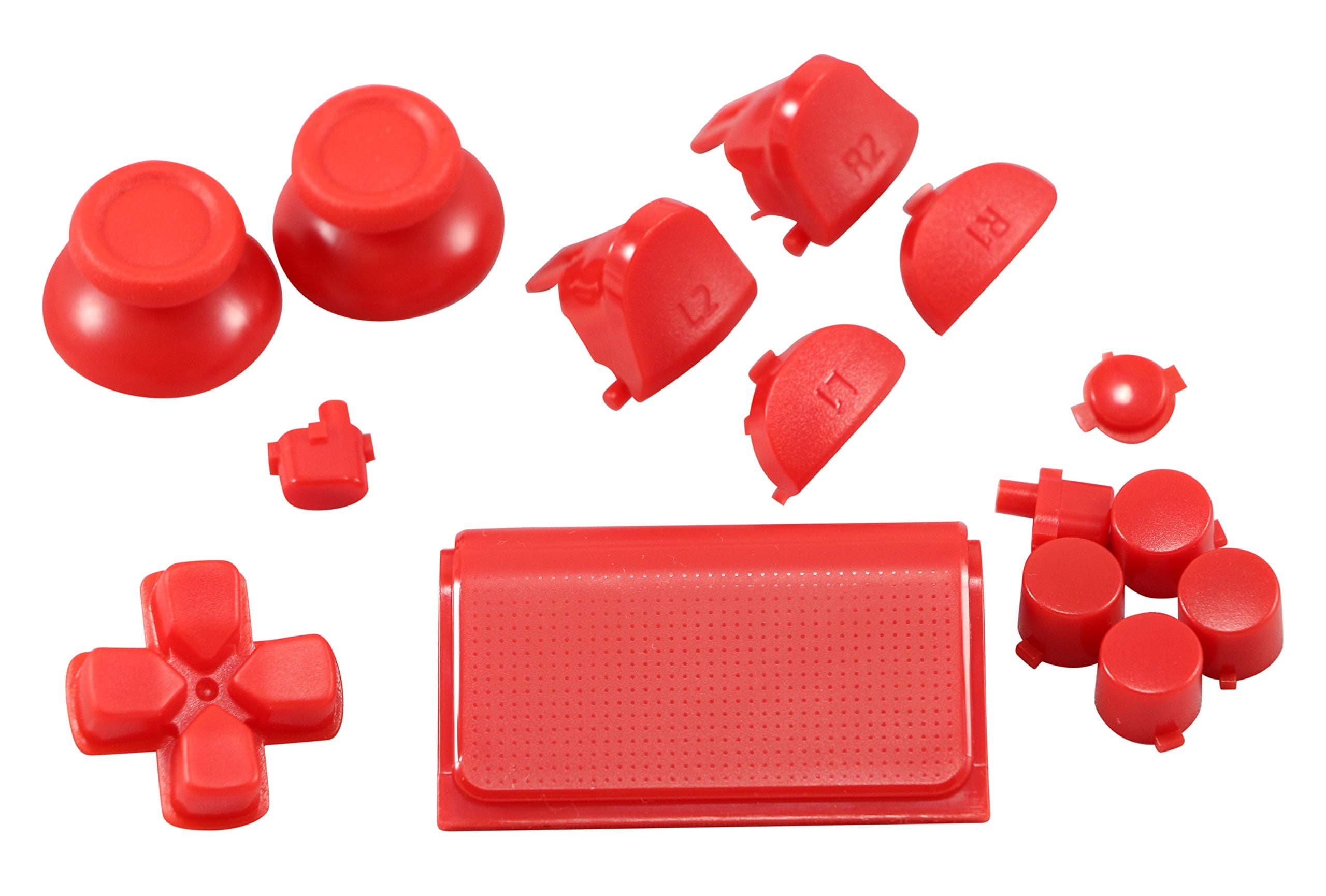 Red PS4 Controller Button Kit Repair Mod Thumbsticks, Dpad, Start/Share, PS, R1/R2/L1/R2 Buttons, Touch Pad, Playstation 4 Dualshock 4 Fits JDM-040 JDM-055 JDS-040 Pro/Slim CUH-ZCT2U