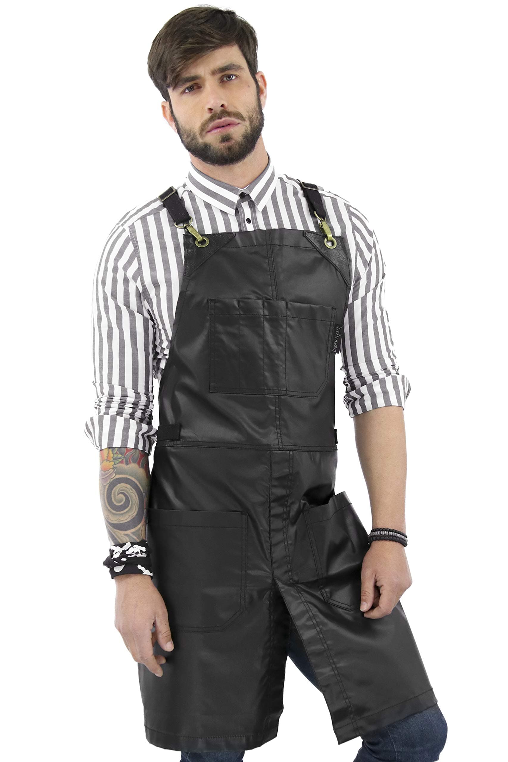 Under NY Sky Cross-Back Apron - Coated Twill
