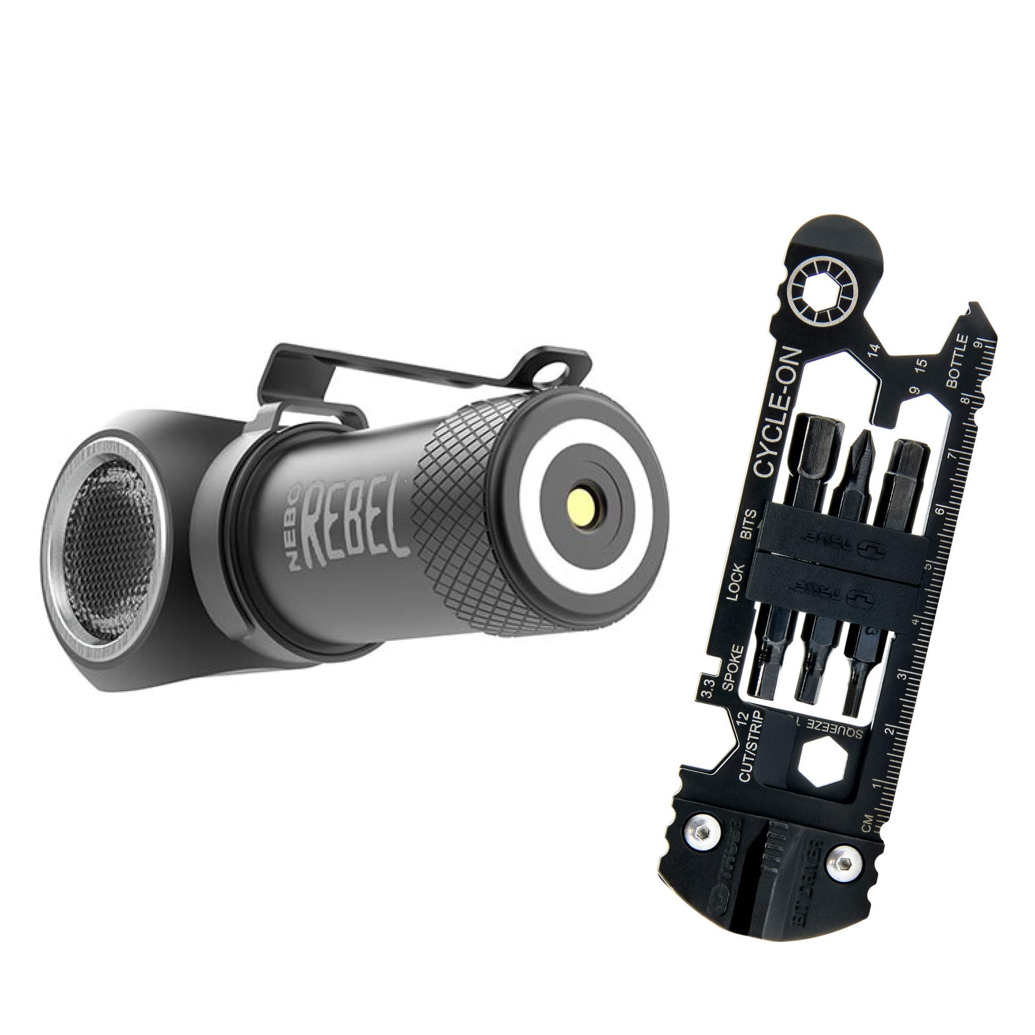 True Utility Cycle-On Multi-Tool and Nebo Rebel Rechargeable 600RC Headtorch Task Light Gift Bundle Gift Pack