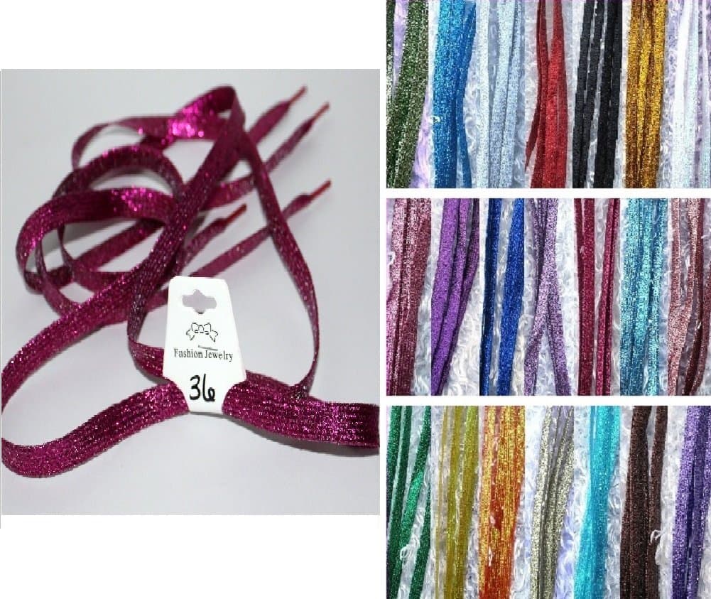 Shimmery 42" Multicolor Solid Flat Shoelaces for Shoes Teams Cheer Dance Gifts Sneakers Accessories (Fuschia #36)