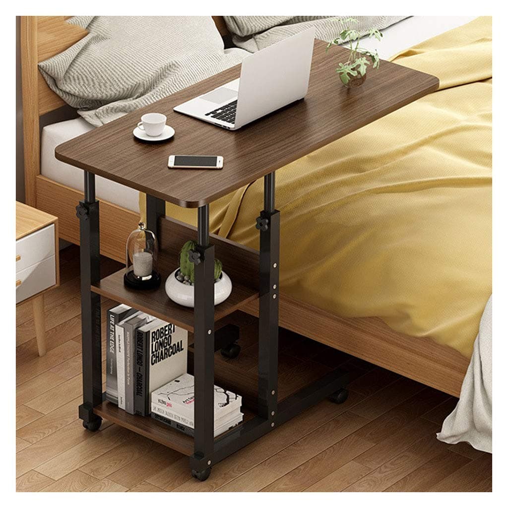 LDG Side Table Laptop Stand Over Bed Table Home Office Portable Mobile Over Bed Table Sofa Couch Rolling Wheel Laptop Computer Desk (Color : Brown, Size : 80 * 40cm)