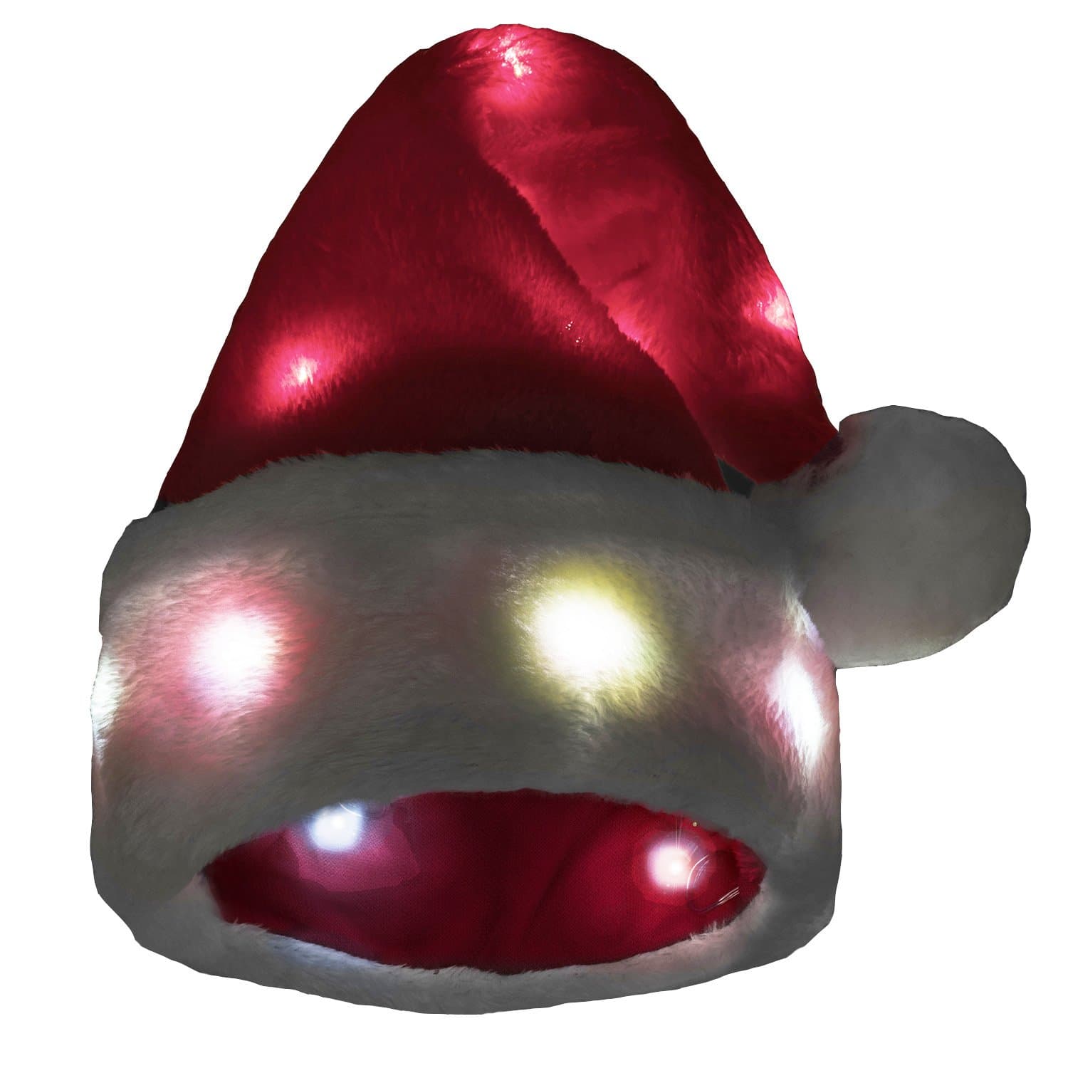 Funny Santa Hat with 20 Blinking Color-Changing Light up LED Lights - Soft Plush Faux Fur for Adults and Children…