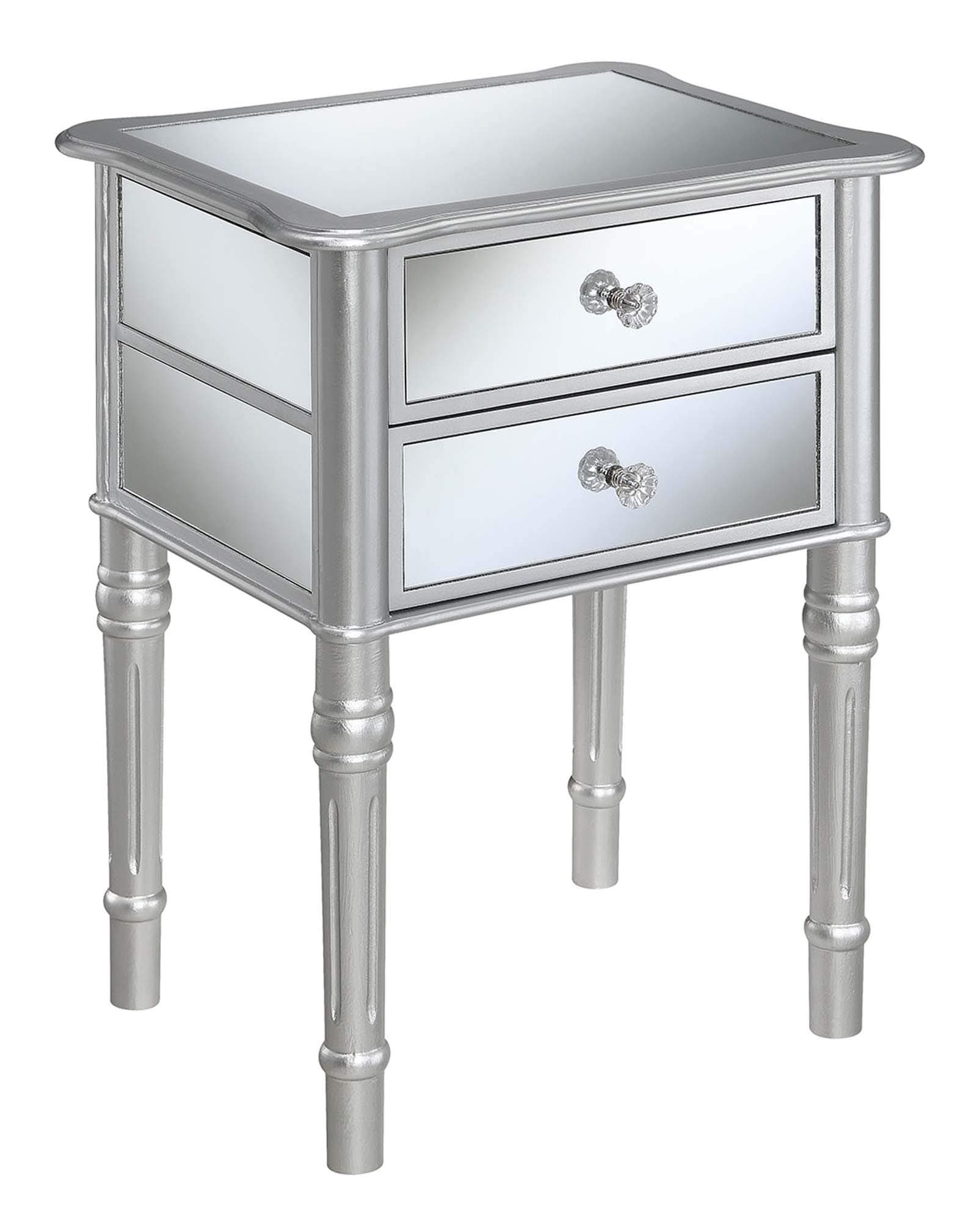 Convenience Concepts Gold Coast Mayfair End Table, Silver / Mirror