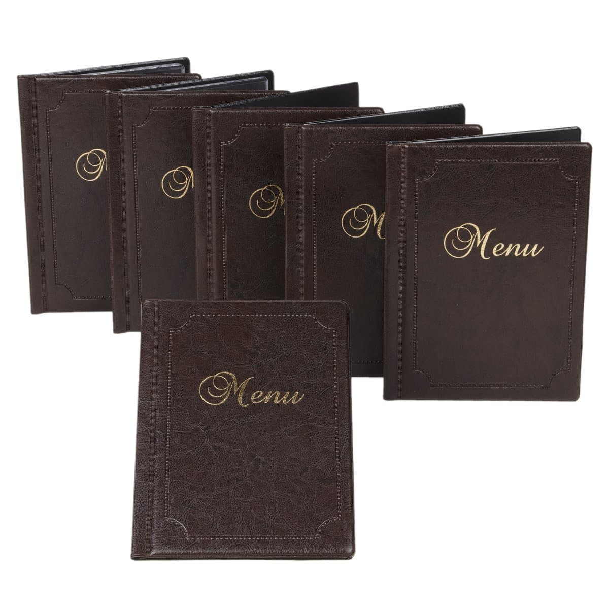 Set of 6 Flat Dark Brown Menu Menu 6 DIN A5 MARMORIERT