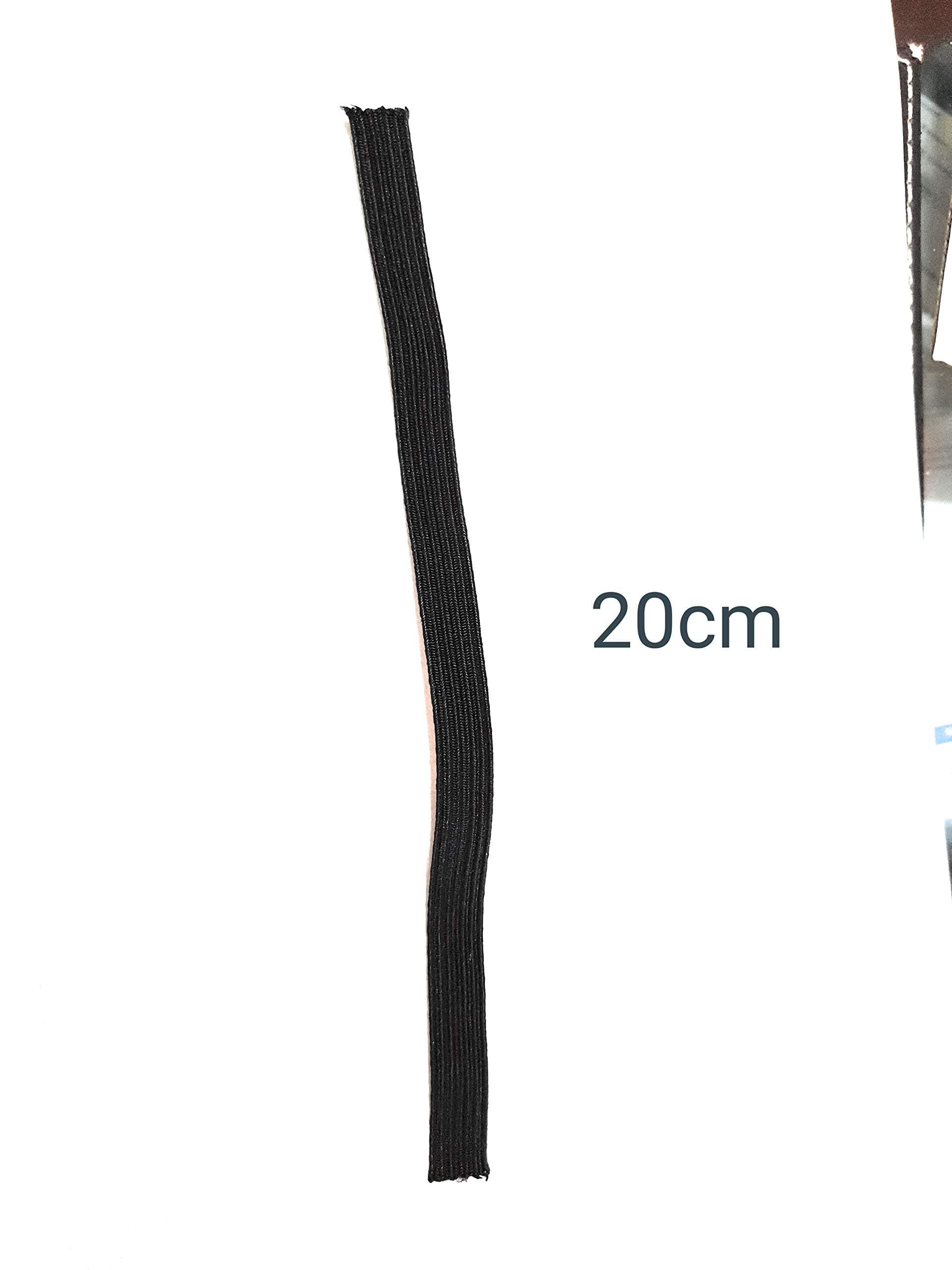 12mm 1/2 inch Elastic White Black Flat Woven Elastic Band for Sewing, Knitting, Waistbands and Arts & Craft (Black, Sample 20cm)