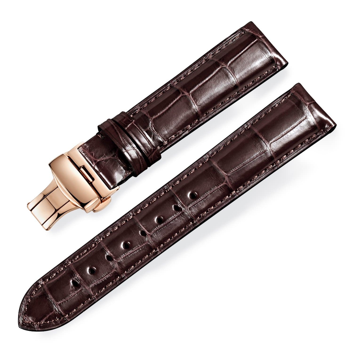 EHHE ZPF Real Alligator Leather Replacement Watch Strap Deployment Buckle for Men's Watch Band and Women's Watch Band 18mm-24mm