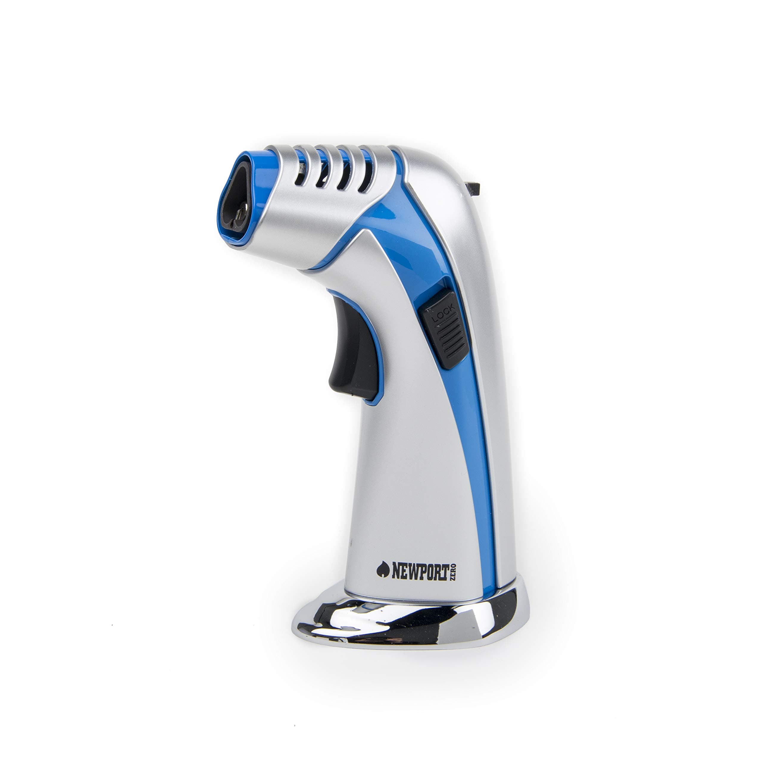 Newport Zero - 3 Jet Torch - Butane Refillable Lighter - (Silver Blue)