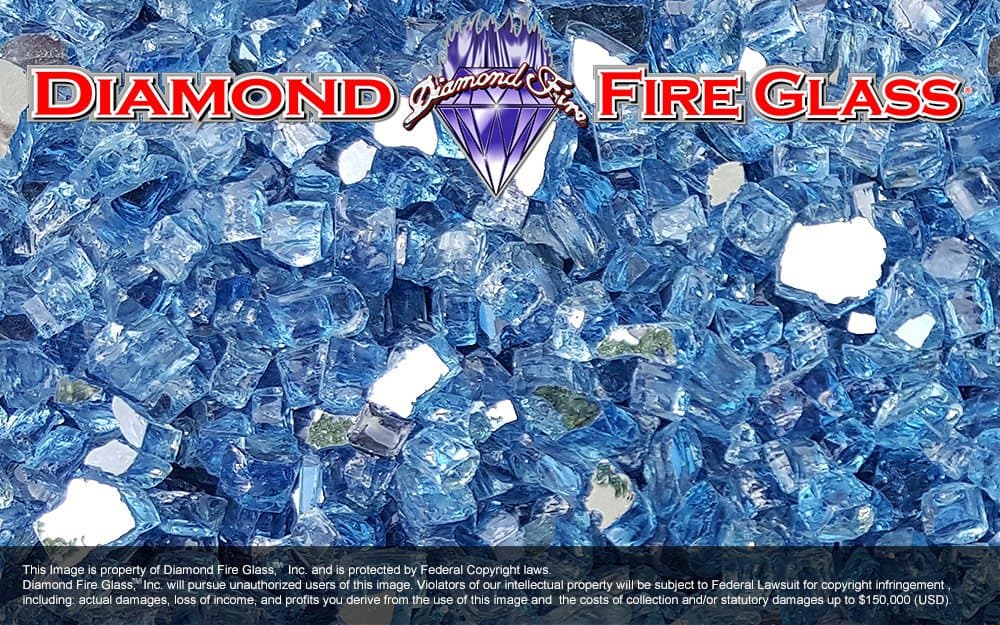 Bali Blue Reflective Nugget - Diamond Fire Pit Fireplace Glass - 5 Lbs