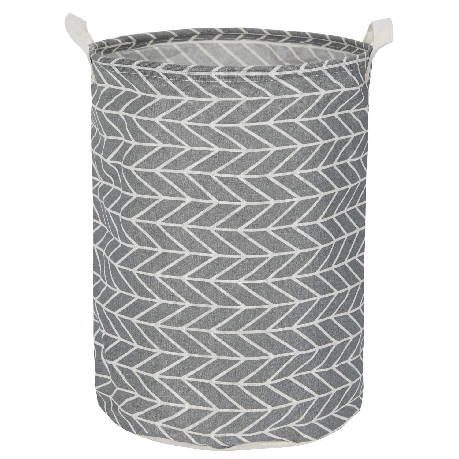 Mintlyfe 17.7" Large Size Laundry Hamper Storage Basket with Handles, Waterproof of Coating Canvas Fabric Kids Storage Bins for Baby Toys, Kid Toys, Baby Clothing, Books (Gray Arrow)