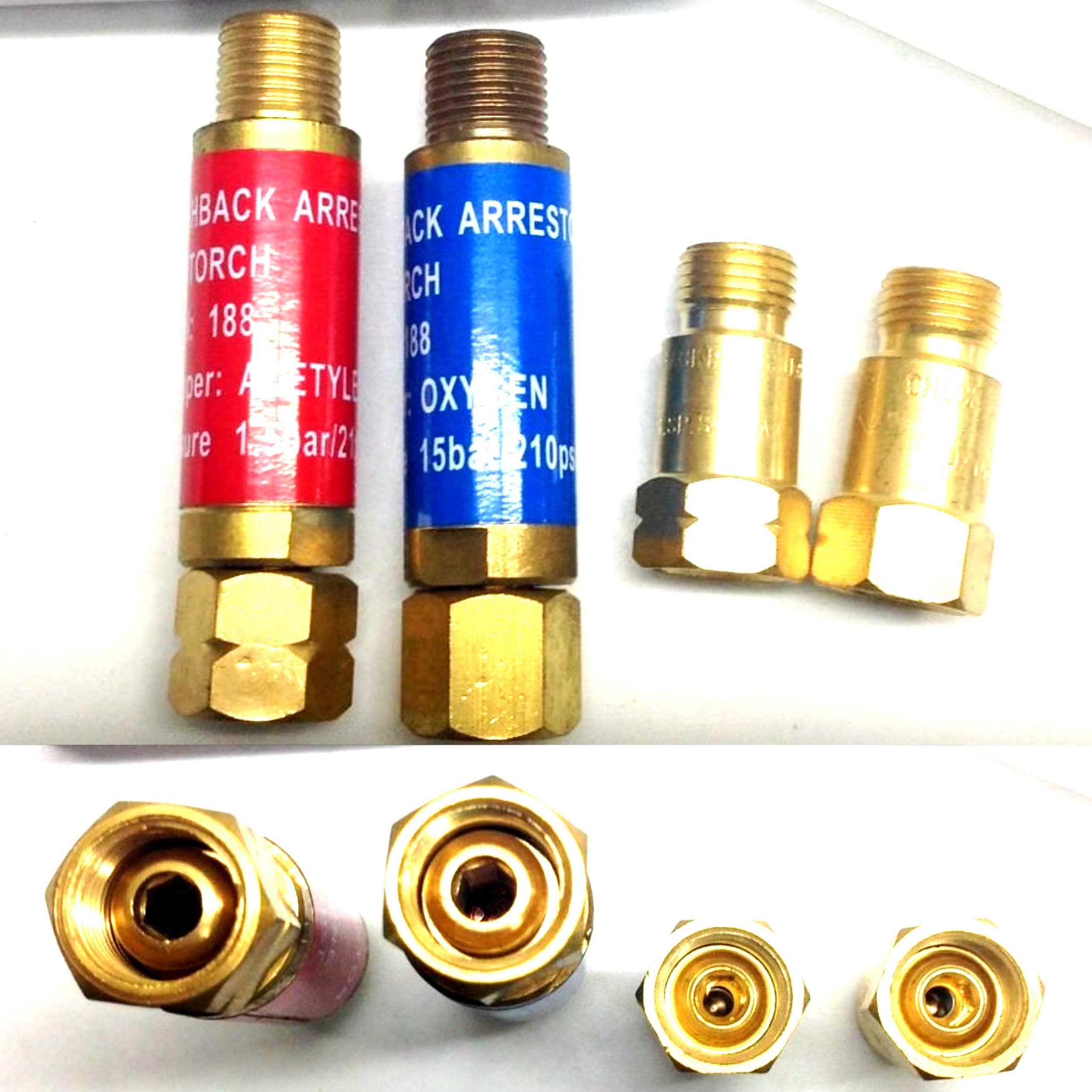 Oxygen/Acetylene/Welding Flashback Arrestor 188 & Check Valve Set, Torch End Welding 9/16-18 Threads Kit, 4 Pieces, By YOLO Stores