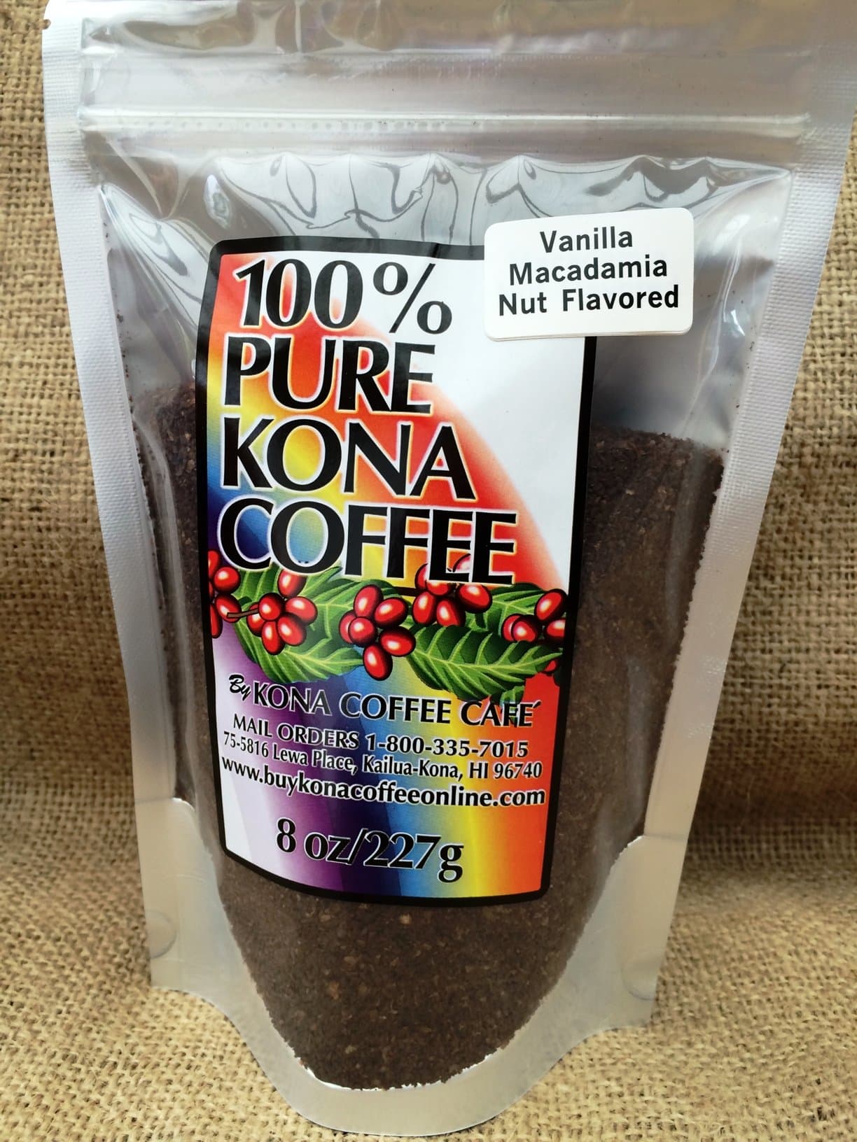 Kona Coffee Ground, Vanilla Mac-nut Flavored - 8oz