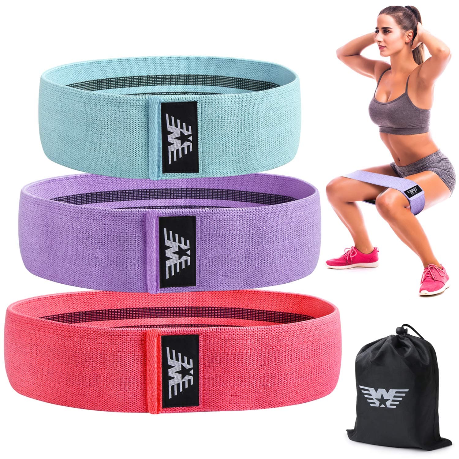 Walito Resistance Bands for Legs and Butt,Exercise Bands Set Booty Bands Hip Bands Wide Workout Bands Sports Fitness Bands Resistance Loops Band Anti Slip Elastic (Set 3)