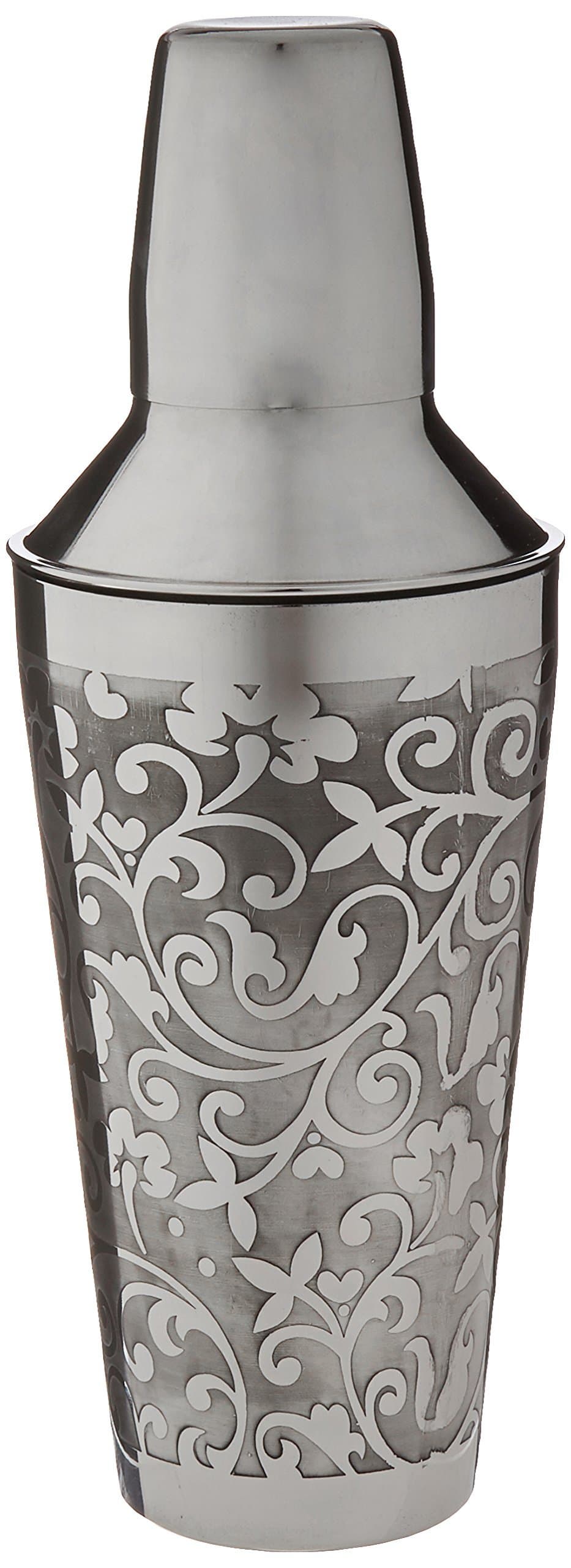 Stainless Steel Cocktail Shaker with eatching Flower finish