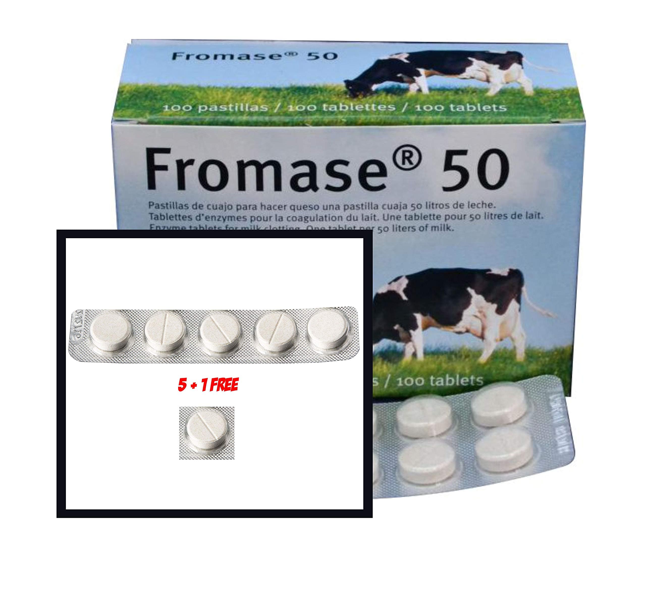 RENNET TABLETS/Fromase 50/5 TABLETS + 1 FREE Total 6 tablets Made in France