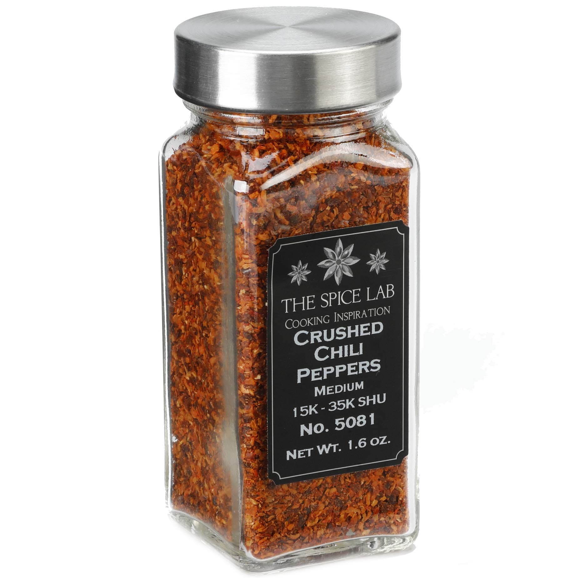 The Spice Lab No. 81 - Crushed Red Pepper Flakes, Medium, 1.8 oz French Jar - All Natural Kosher Non GMO Gluten Free