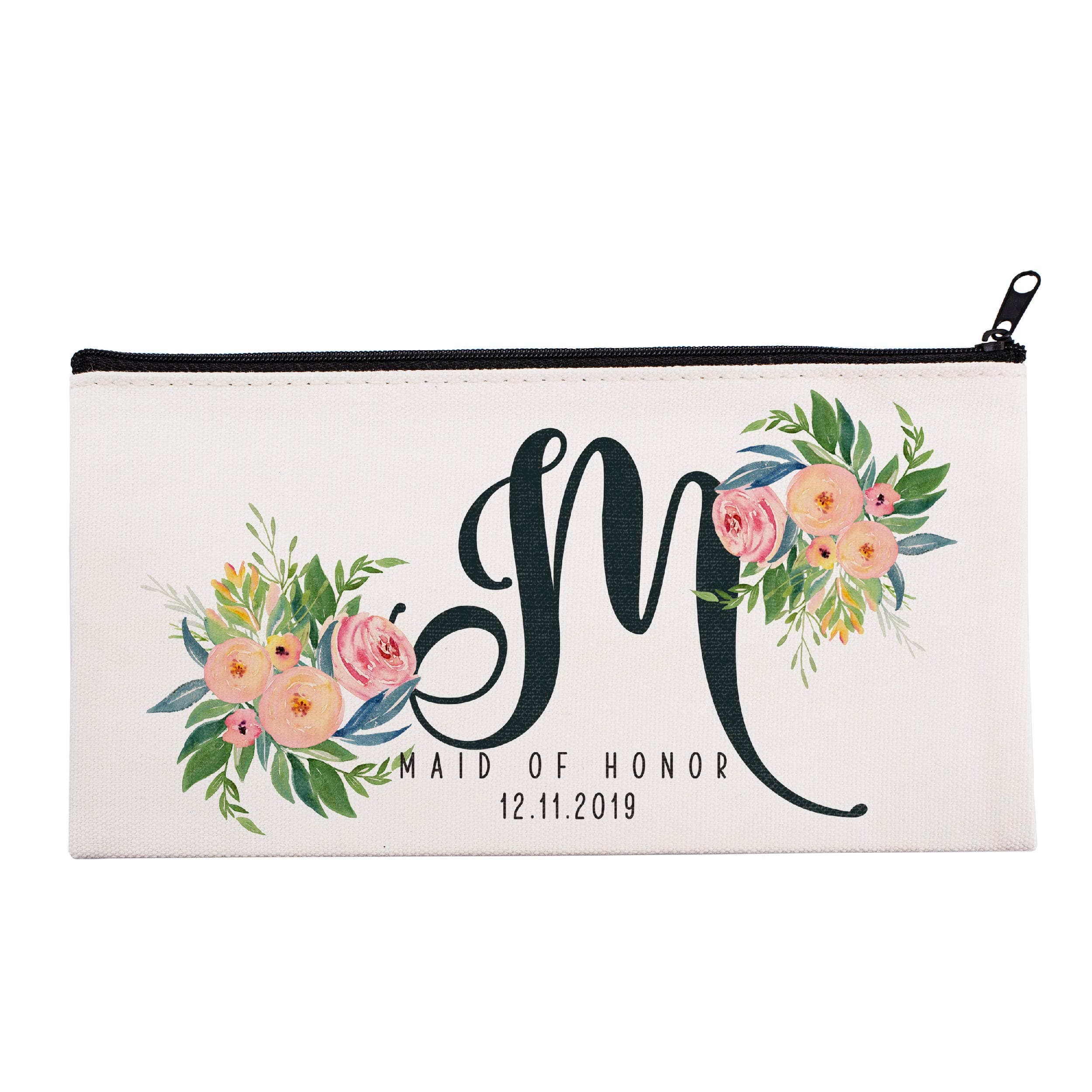 Personalized Makeup Bag Bridesmaid Wedding Customized Pouch Bachelor | Design-1 | Single