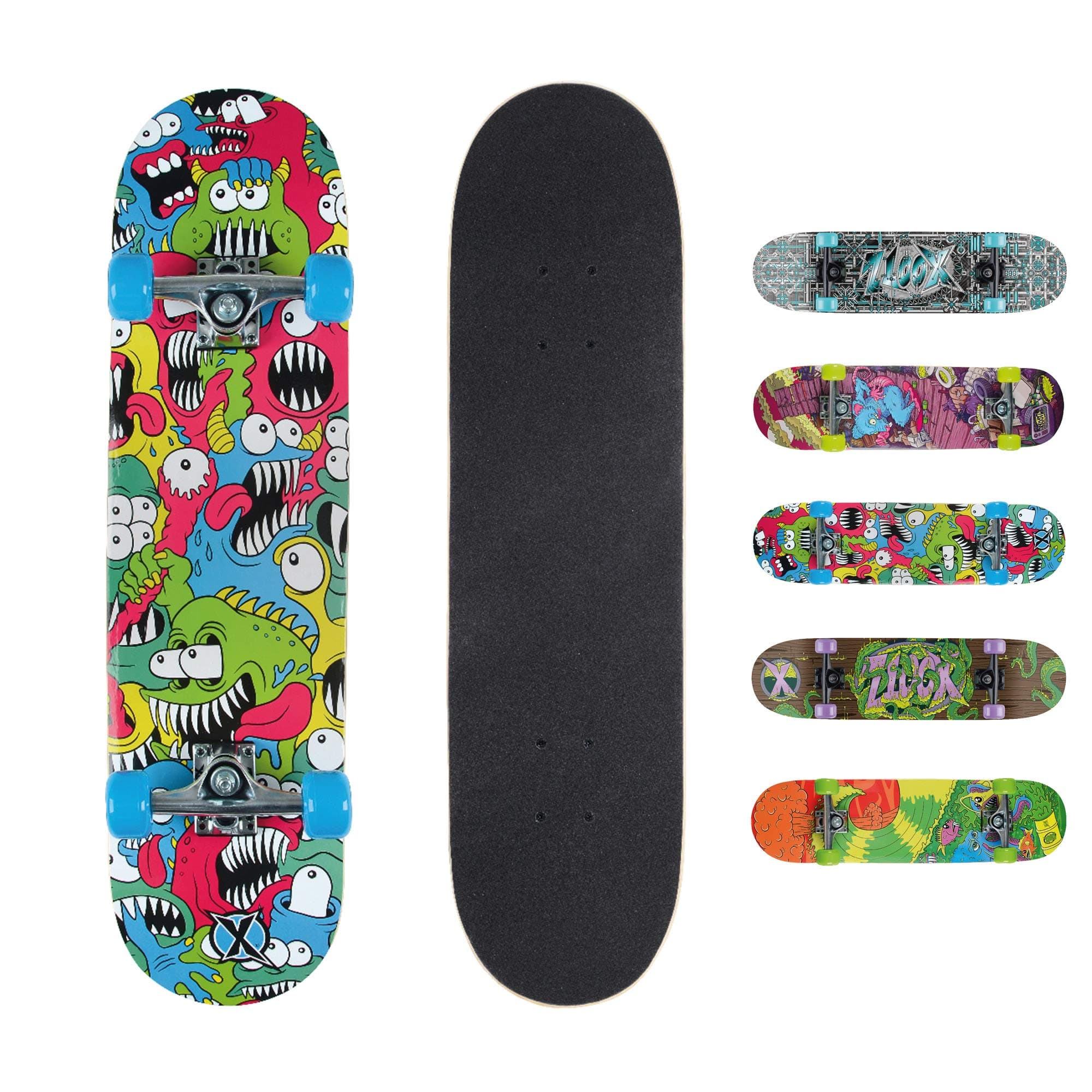 Xootz Kids Complete Beginners Double Kick Trick Skateboard Maple Deck - 31 x 8 Inches