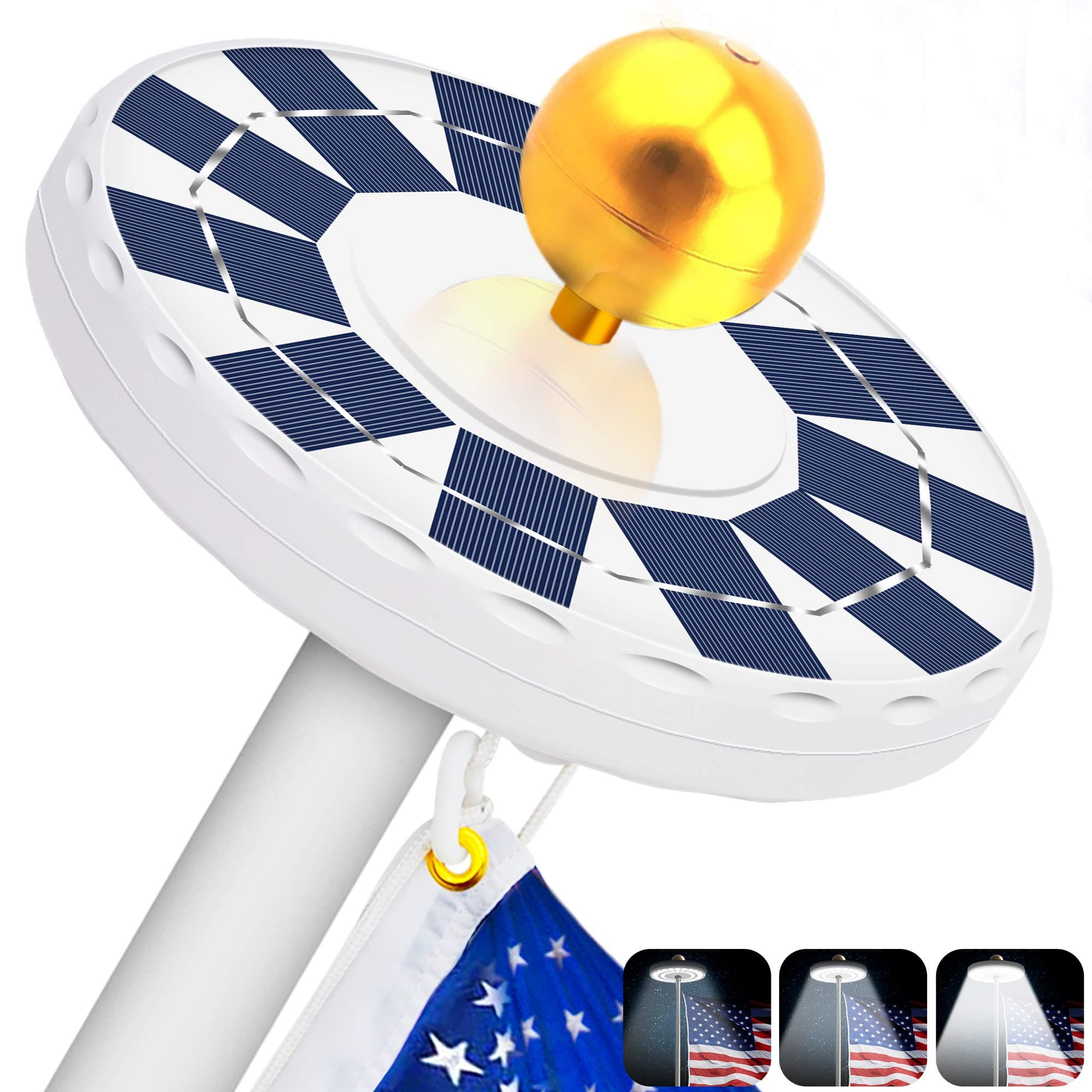 Solar Flag Pole Light, Flagpole Solar Light 800Lux- Hallomall 48LED Downlight Lighting for 15 to 25 Ft Flag Pole Topper, 3 Modes, Auto On/Off Night Light {Upgraded Version }
