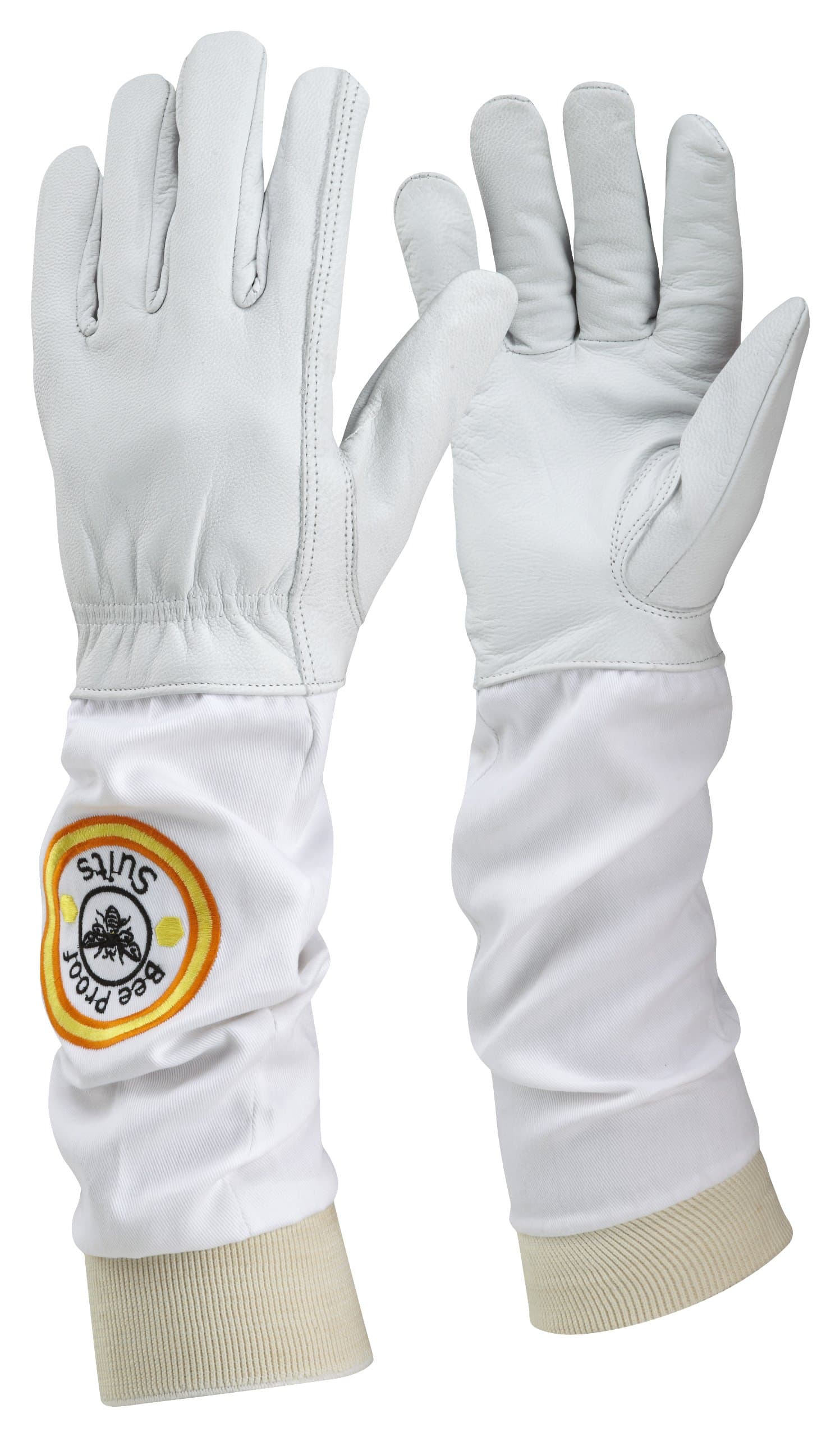 Bee Proof Suits Bee Keeper''s Gloves Soft White Leather with Cotton Gauntlet Small'
