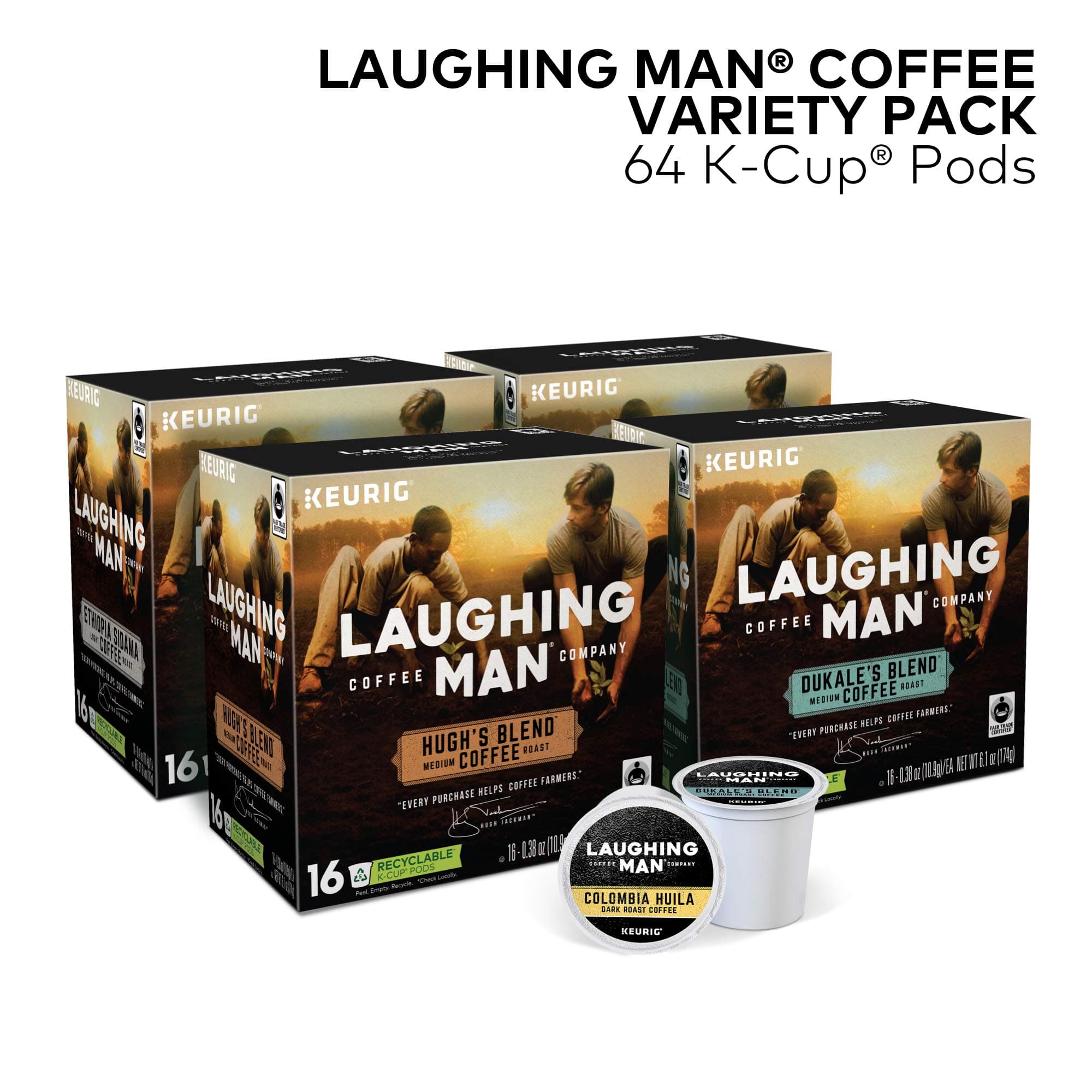 Laughing Man Hugh's Blend, Single Serve Coffee K-Cup Pod