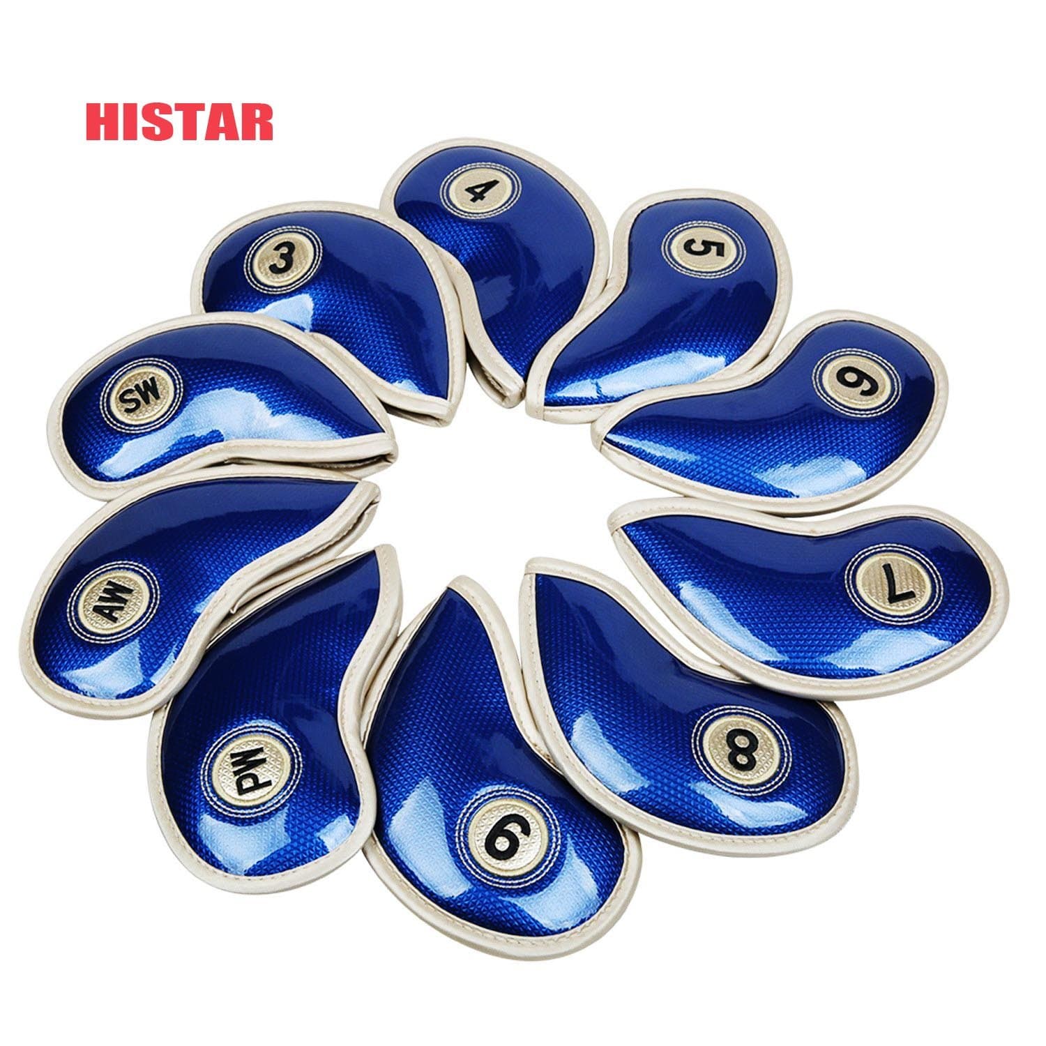 HISTAR 10pcs Crystal Pu Leather Golf Iron Head Covers Set Iron Club Headcover
